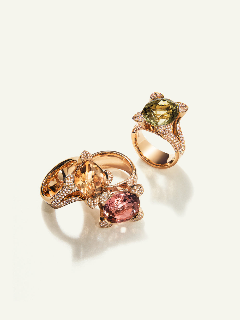 LILY Solitaire Ring with Champagne Tourmaline