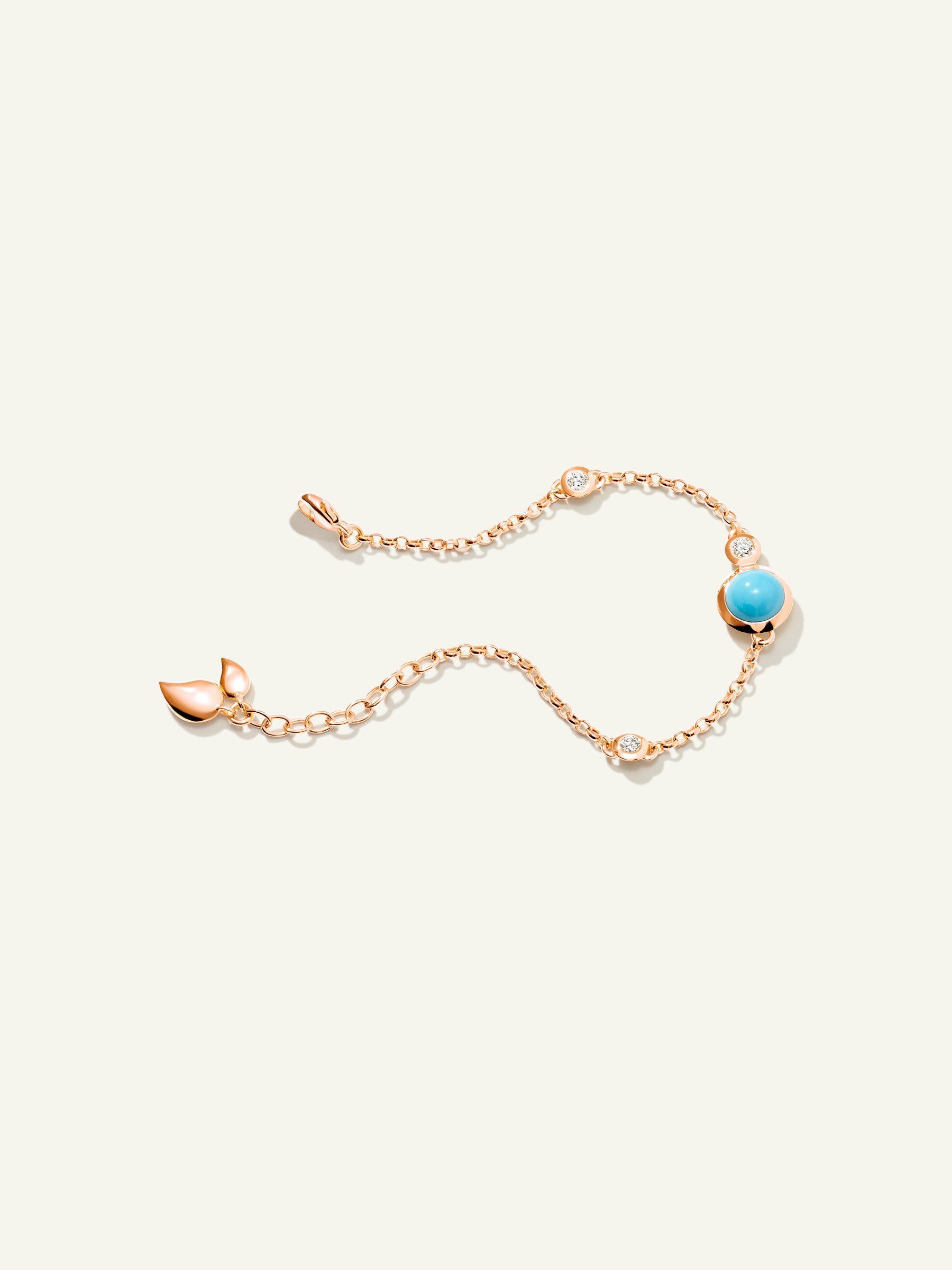 B-BOU-c-Tur-sm-rg | BOUTON Mini Chain Bracelet Small/Medium with Turquoise