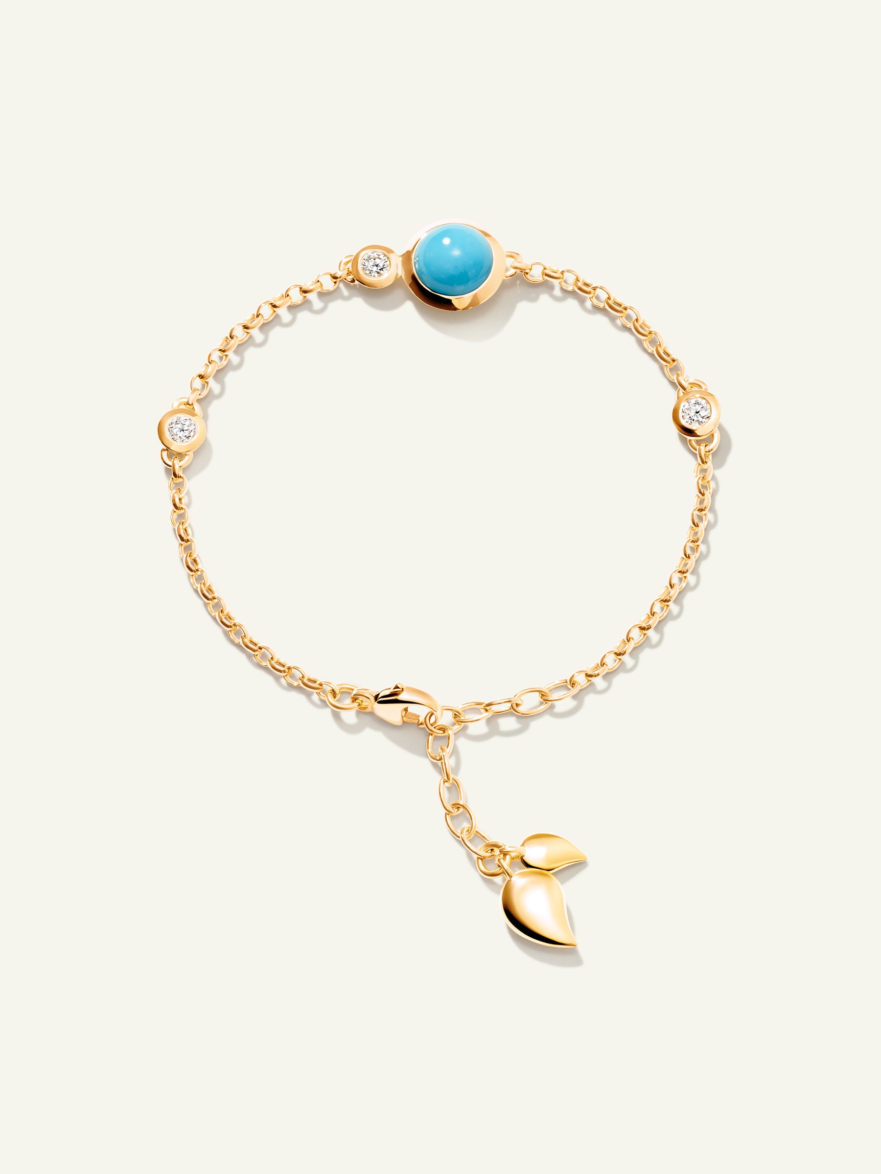 BOUTON Mini Chain Armband, Small/Medium mit Türkis