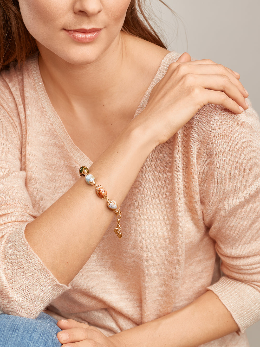 COCONUT Small Link Version Armband Ocean Jasper