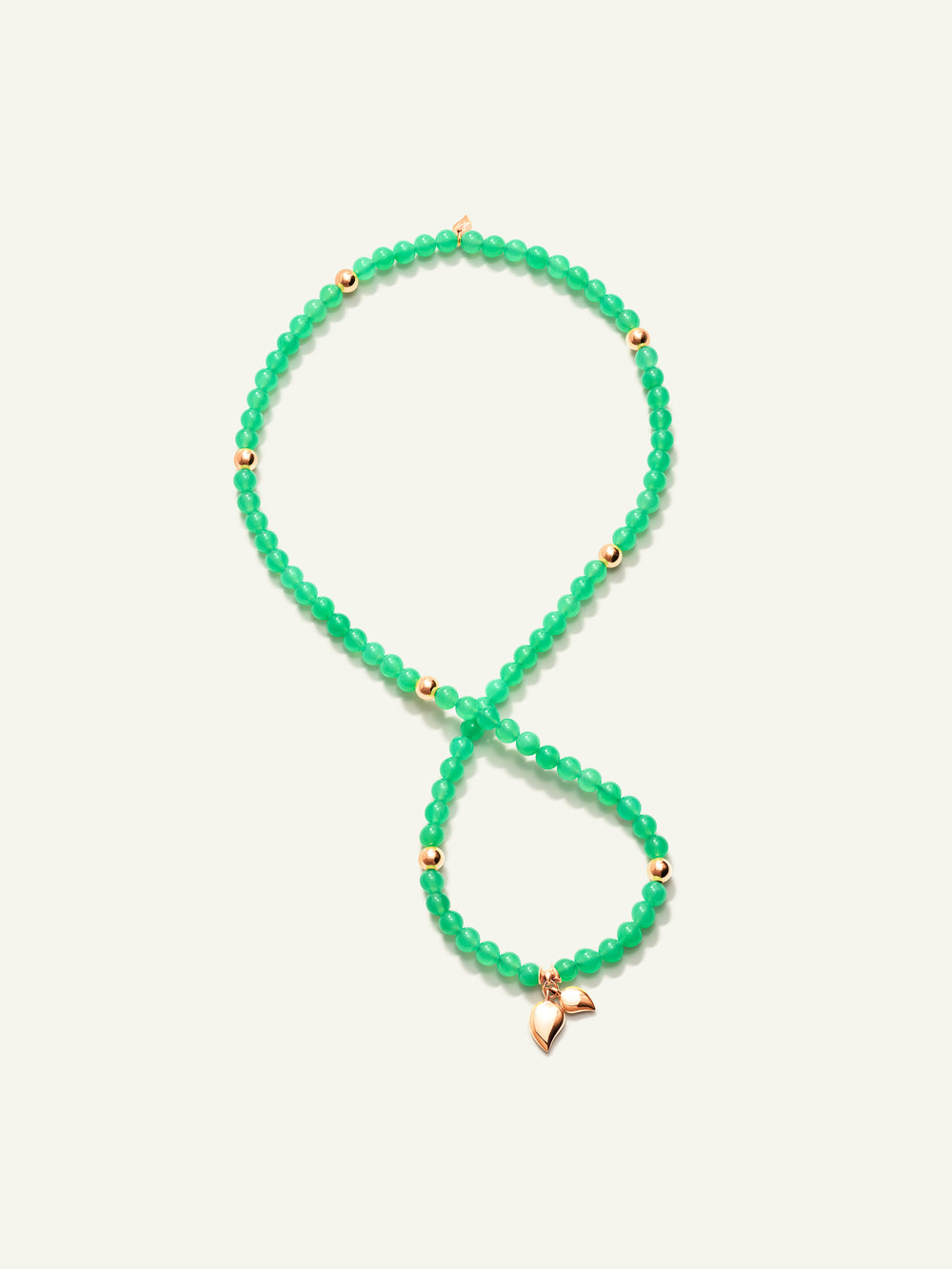 B-IND-Chry-3-l-rg | INDIA Bracelet with 18K Gold Beads and Chrysoprase, Three Rows