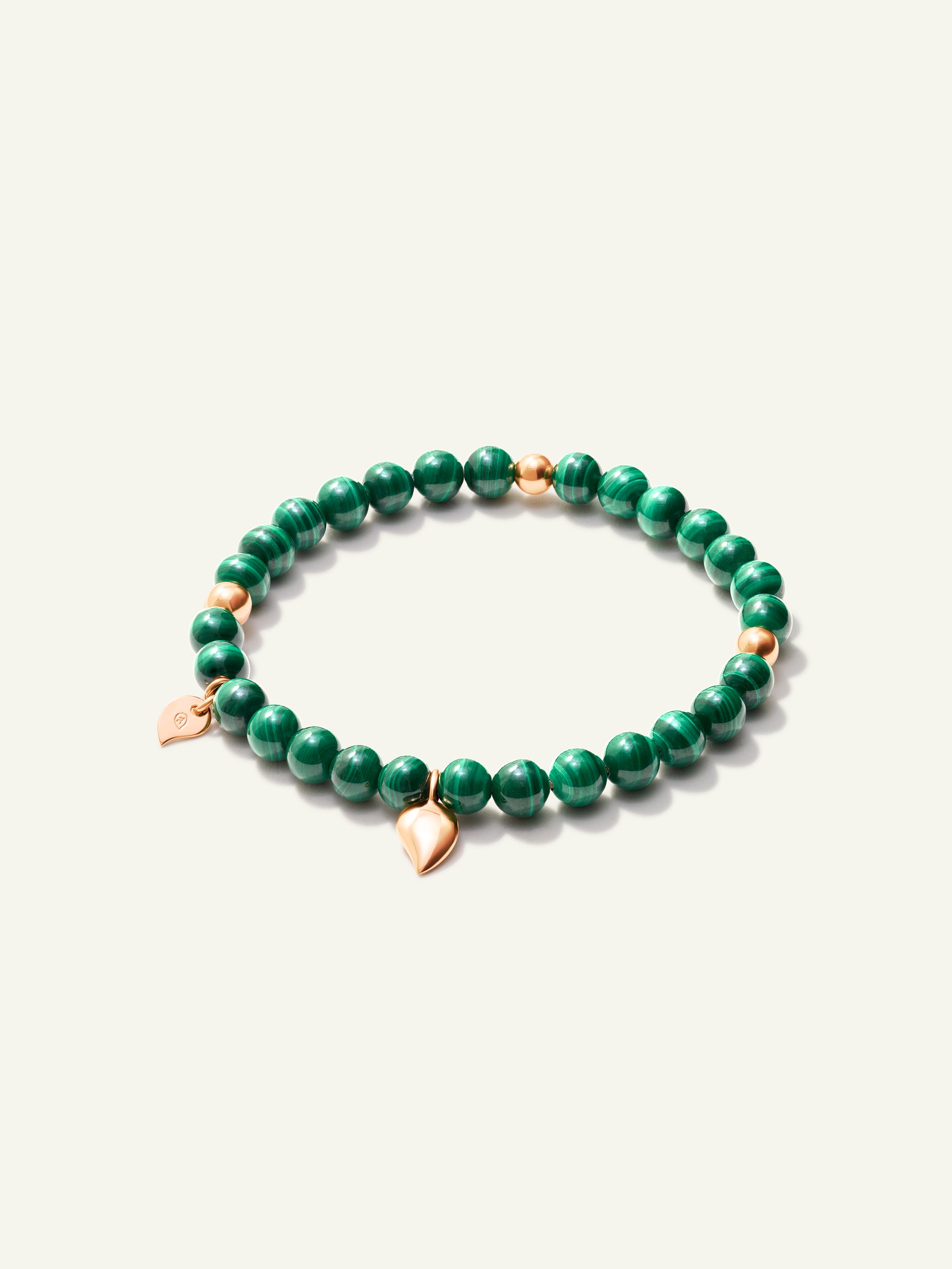 B-IND-Mal-1-l-rg | INDIA Bracelet with 18K Gold Beads and Malachite, One Row