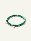 INDIA Medium Bracelet with 18K Gold Beads and Malachite, One Row