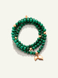 INDIA Armband mit 18K Goldperlen und Malachit, drei Reihen