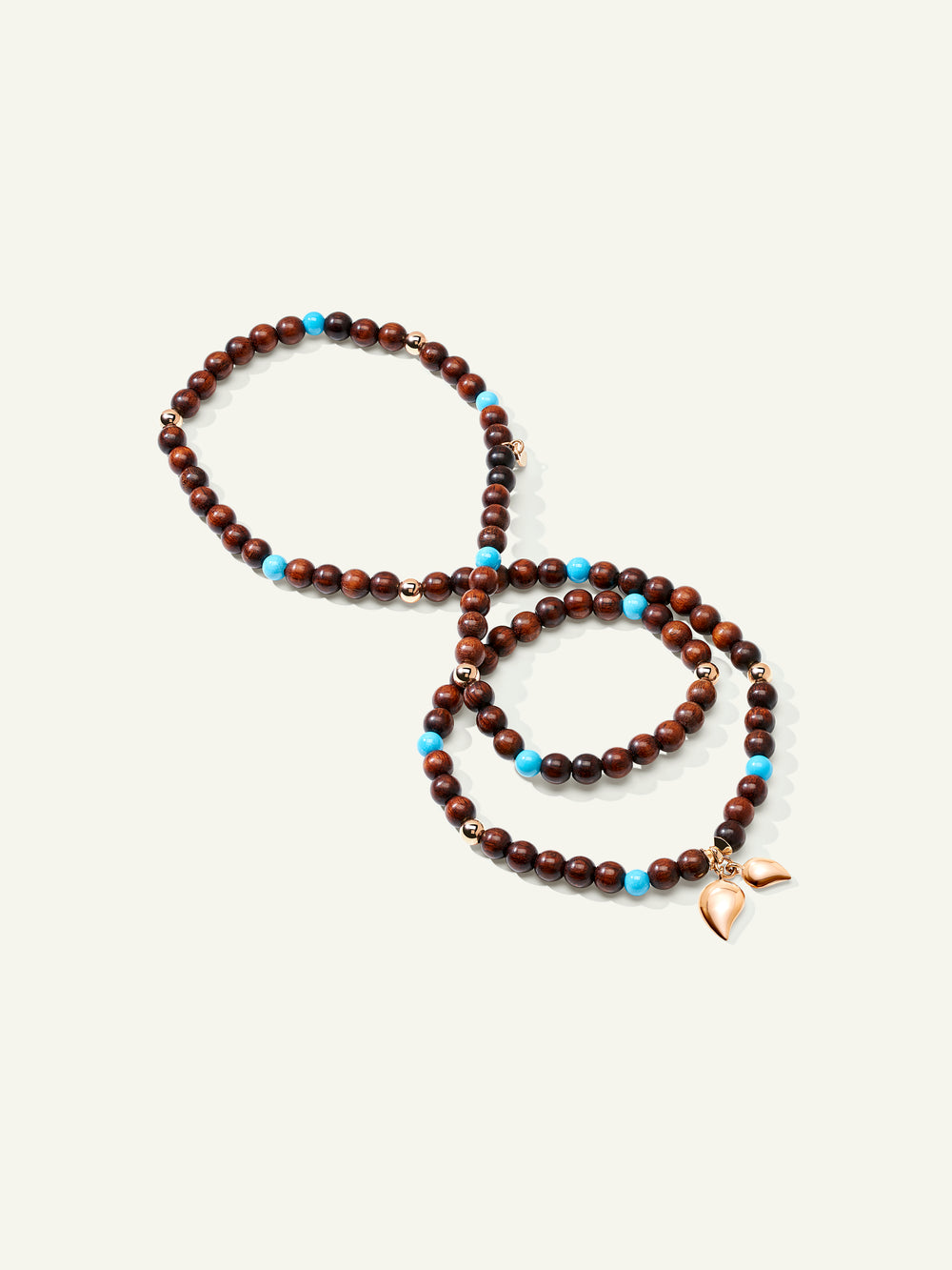 B-IND-SWTur-3-m-rg | INDIA Bracelet with Turquoise Beads and Snakewood, Three Rows