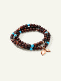 INDIA Armband mit Türkisperlen und Snakewood, drei Reihen