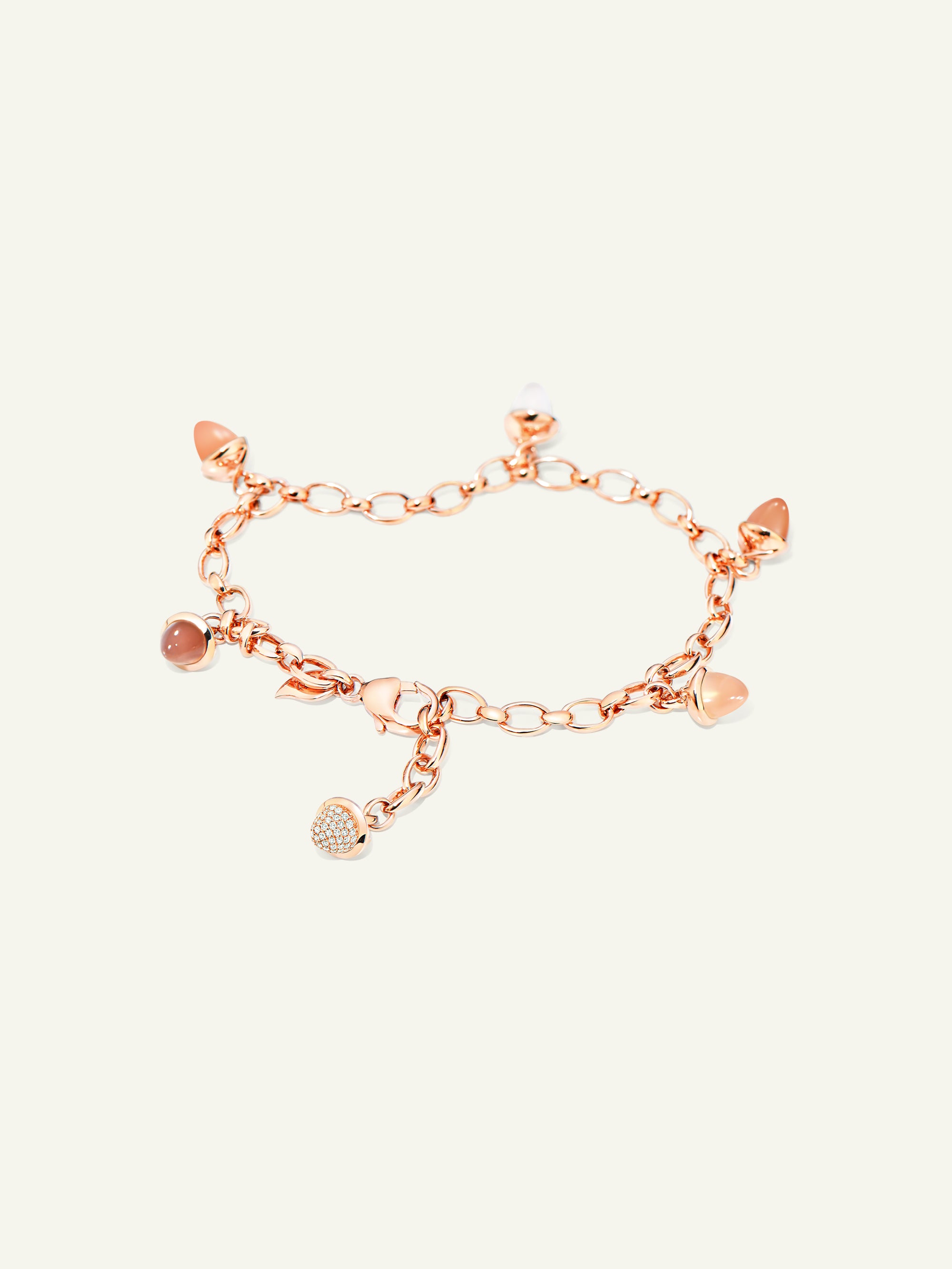 B-MC-Ch-Camel-p-rg | MIKADO Charm Bracelet in 'Camel' with Diamond Pavé