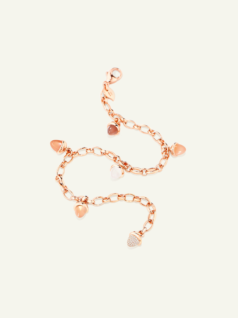 B-MC-Ch-Camel-p-rg | MIKADO Charm Bracelet in 'Camel' with Diamond Pavé