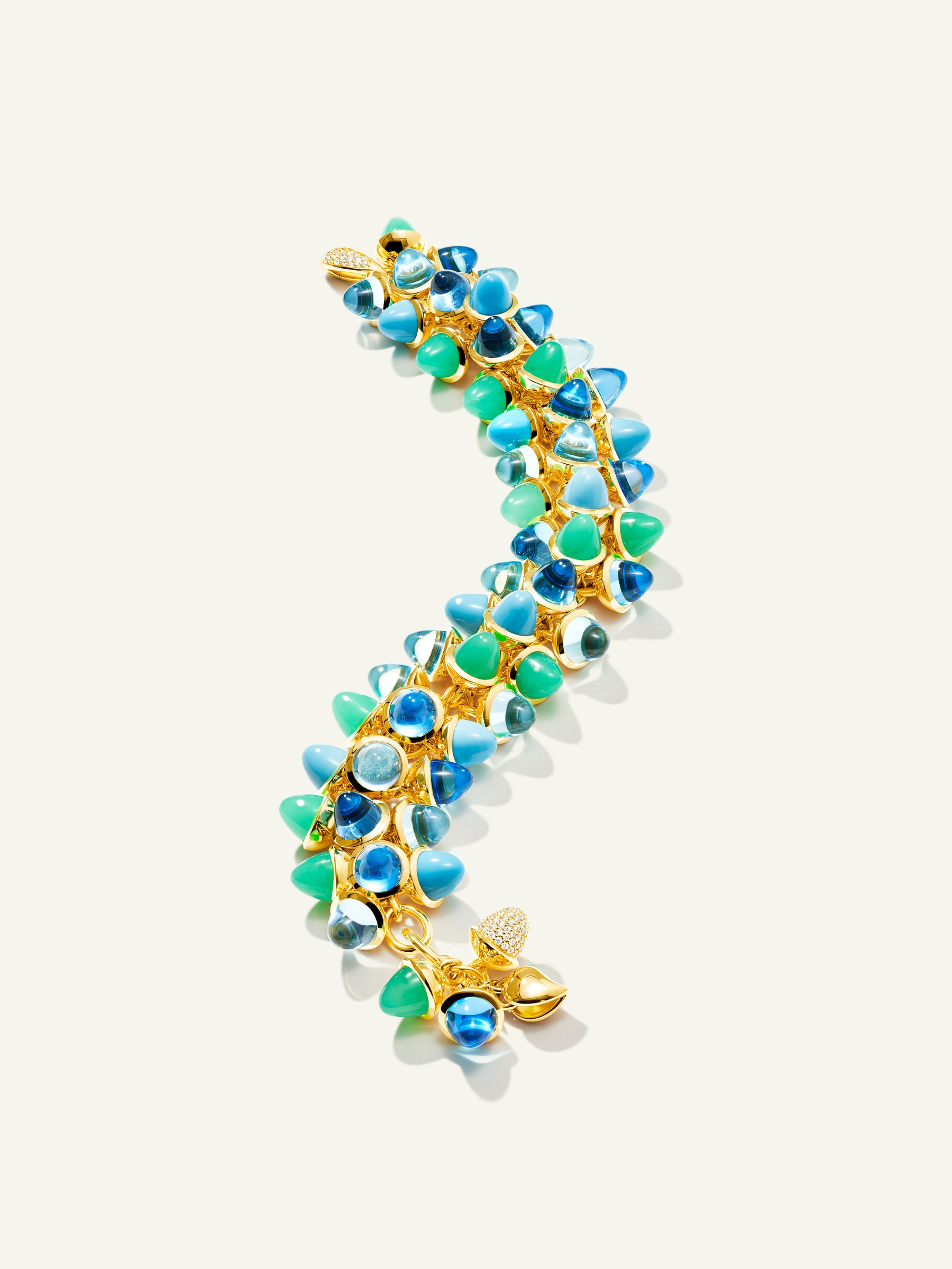 MIKADO Flamenco Bracelet in 'Lagoon' with Diamond Pavé