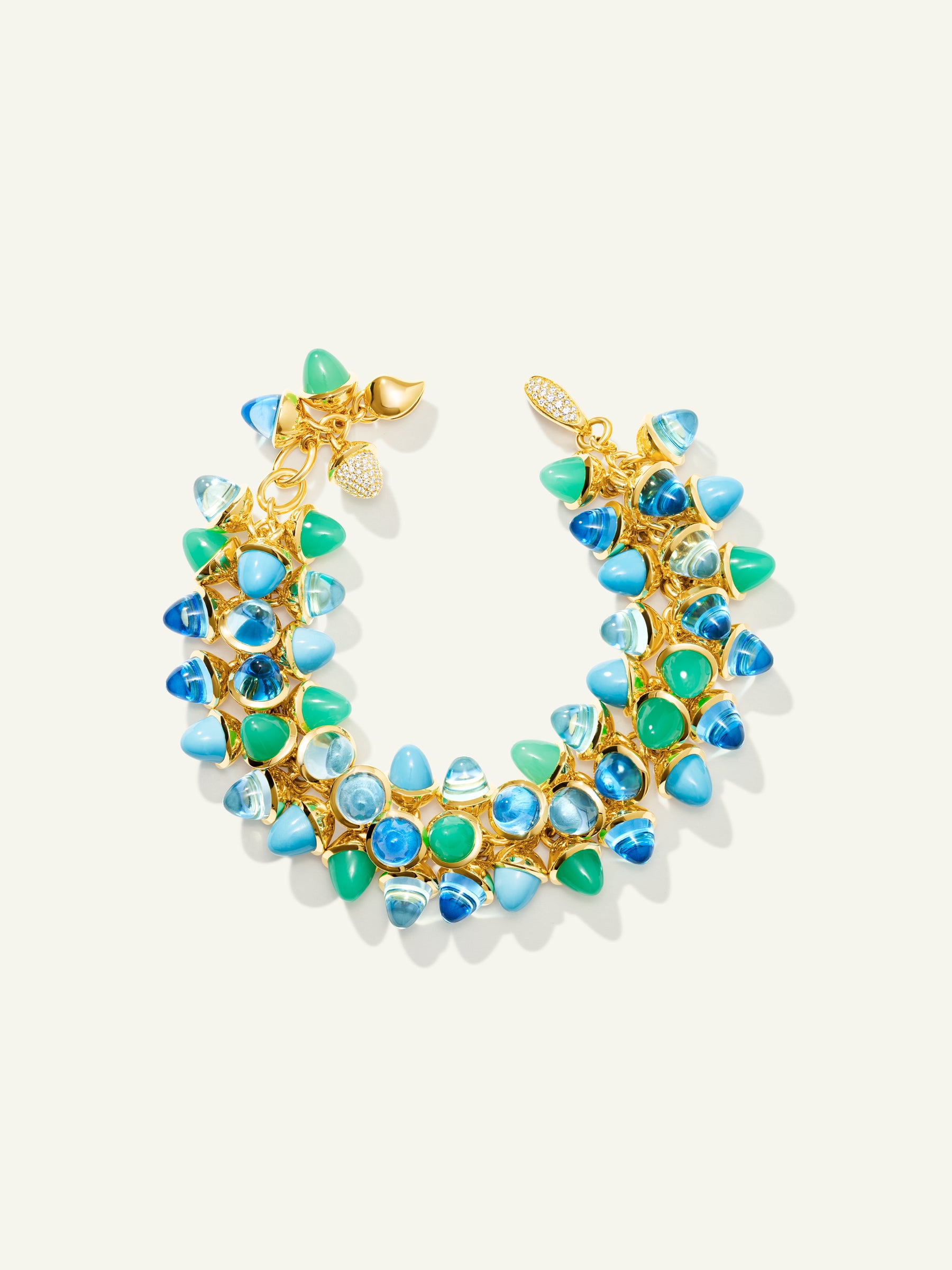 MIKADO Flamenco Bracelet in 'Lagoon' with Diamond Pavé