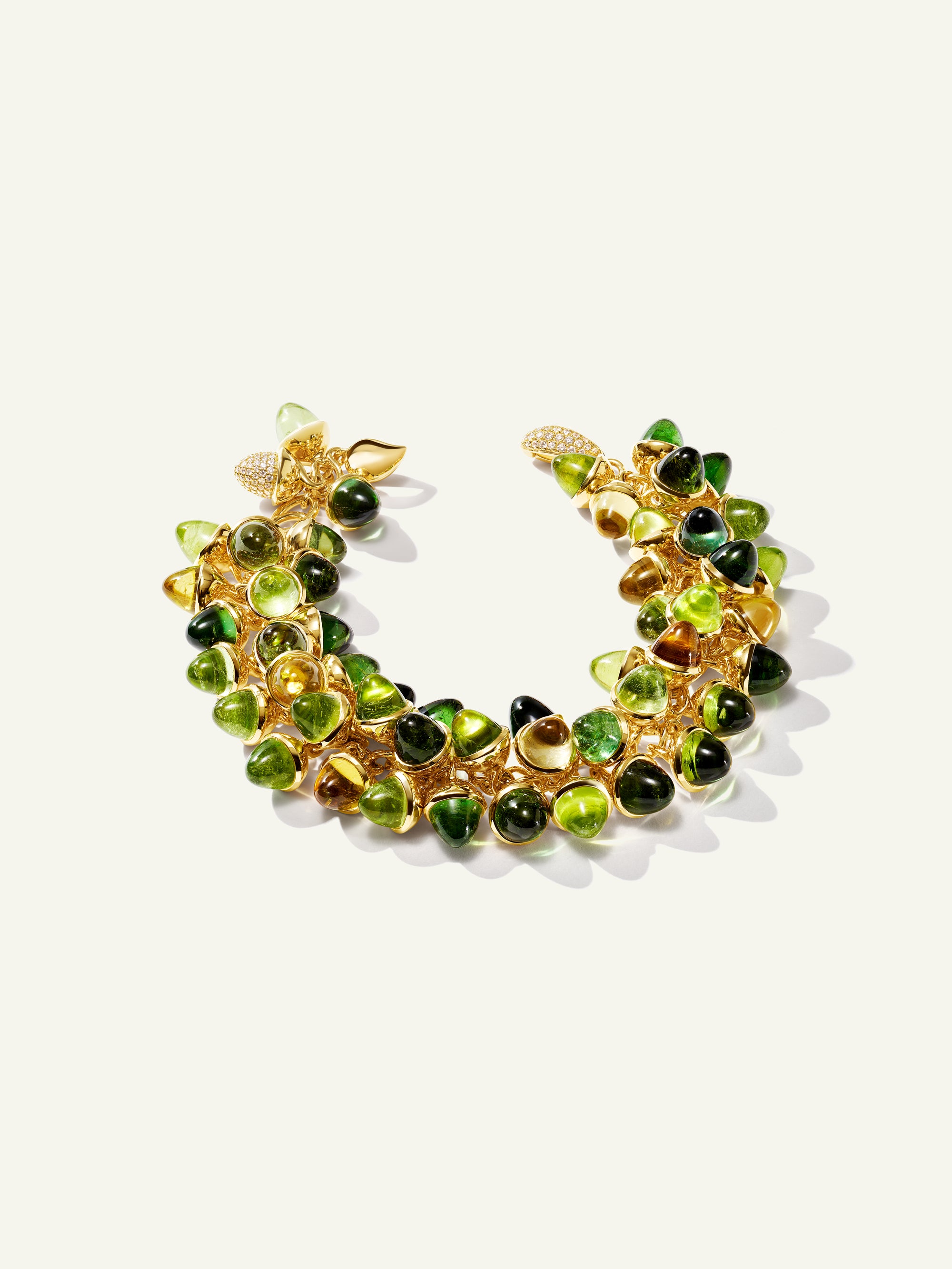 B-MFL-RF-p-yg | MIKADO Flamenco Bracelet in 'Rainforest' with Diamond Pavé