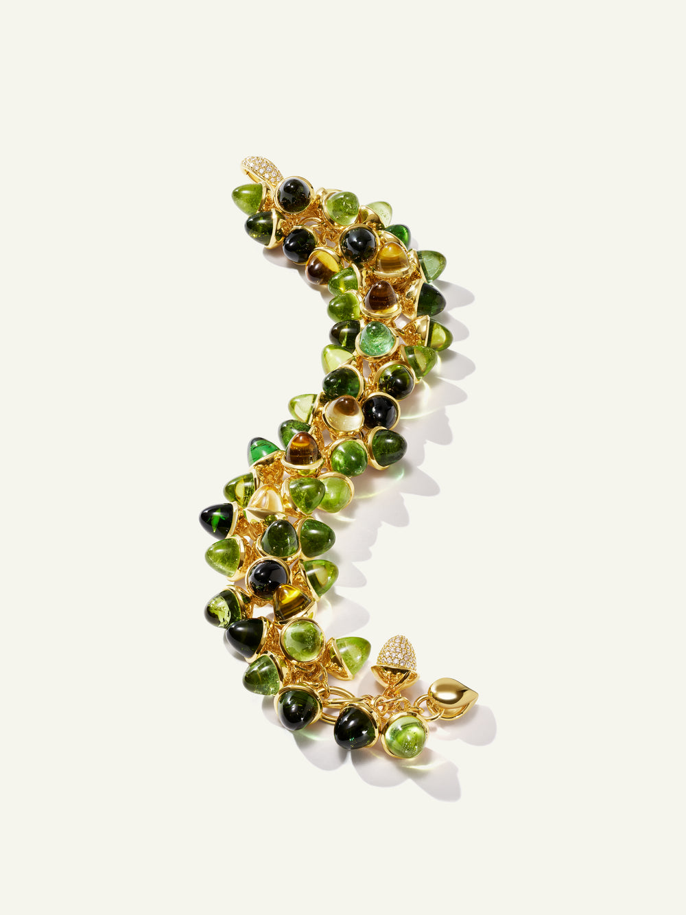 B-MFL-RF-p-yg | MIKADO Flamenco Bracelet in 'Rainforest' with Diamond Pavé
