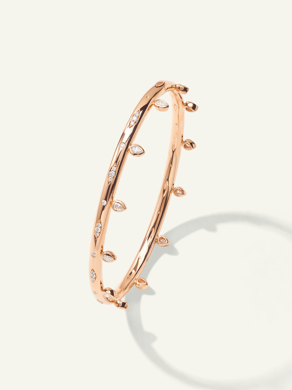 GYPSY Drop Bangle, 17 cm with White Diamonds