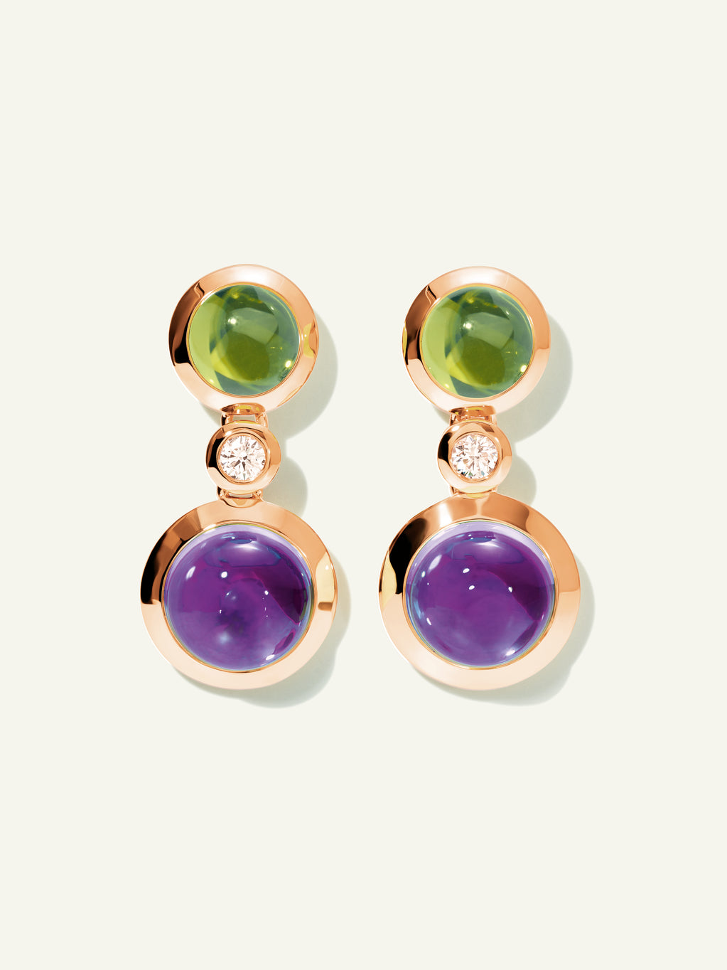 BOUTON 2 Cabochons Ohrringe in 'Aurora' mit Diamanten