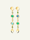 E-BOU-3-Lag-M-yg | BOUTON Long Earrings in 'Lagoon' with Mixed Gemstones