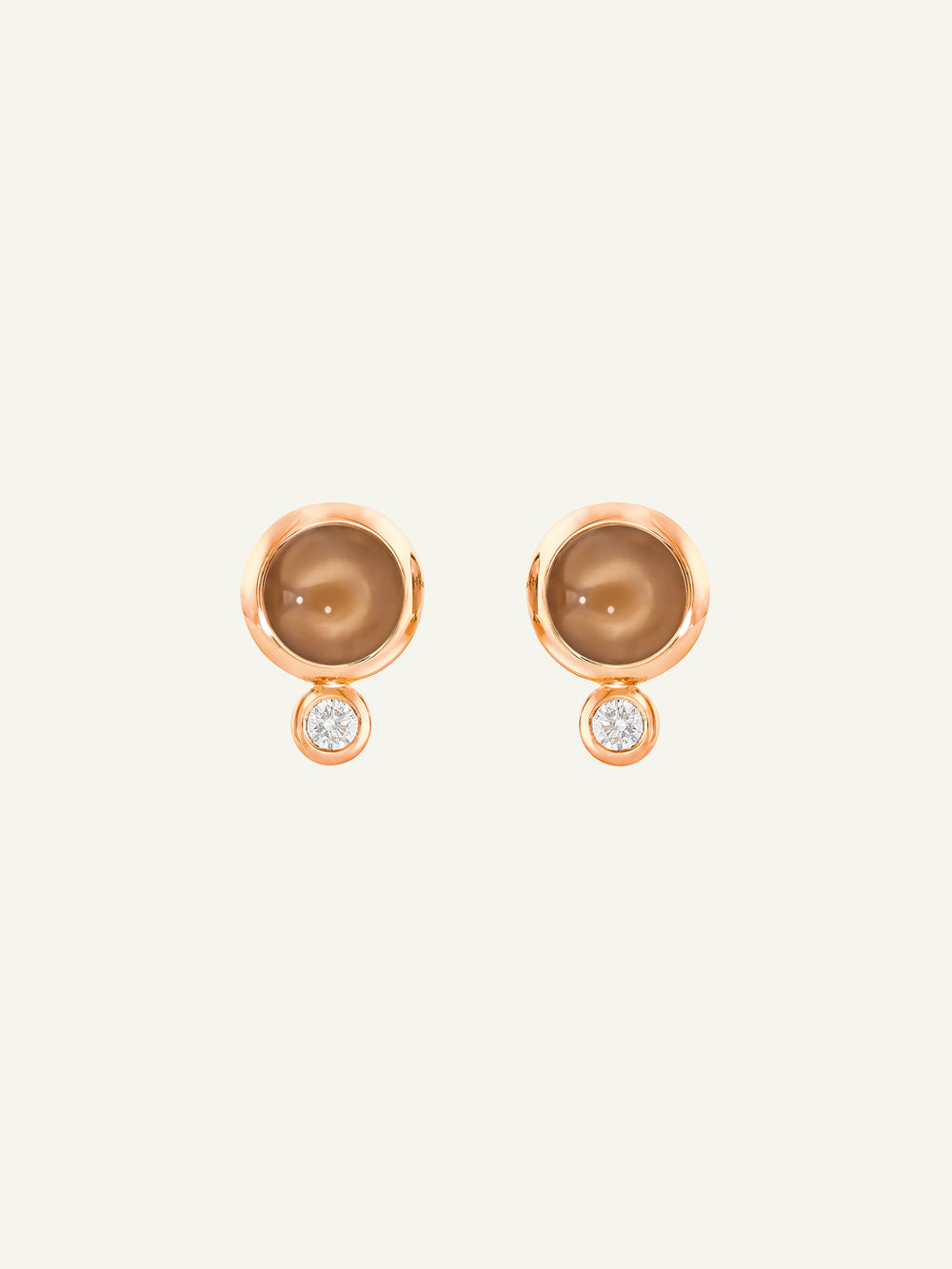 Earrings BOUTON Moonstone brown / Classic Brauner Mondstein