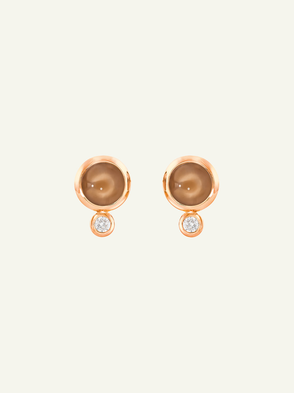 BOUTON Earrings with Brown Moonstone and White Diamonds