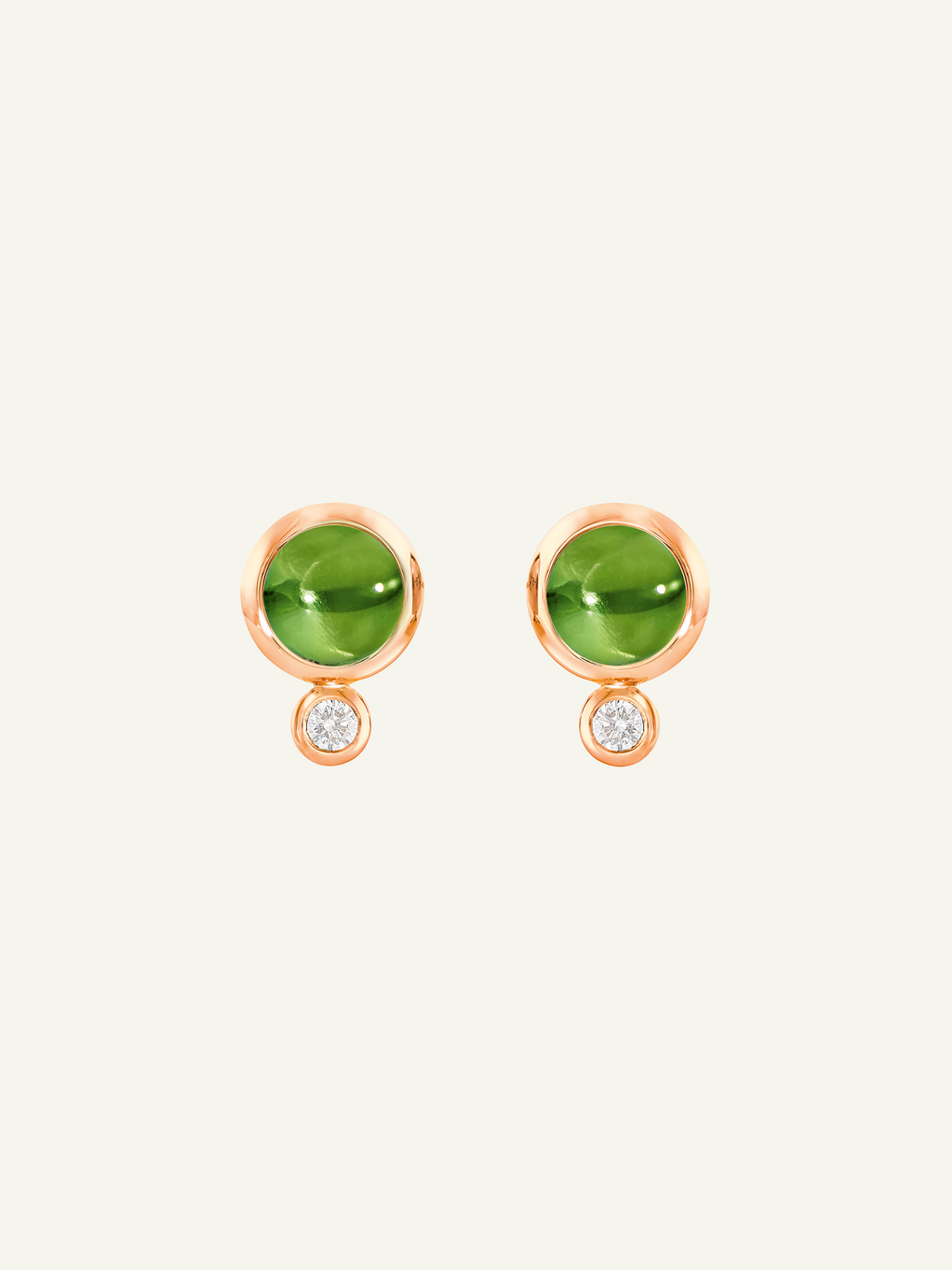 BOUTON Earrings with Peridot and White Diamonds