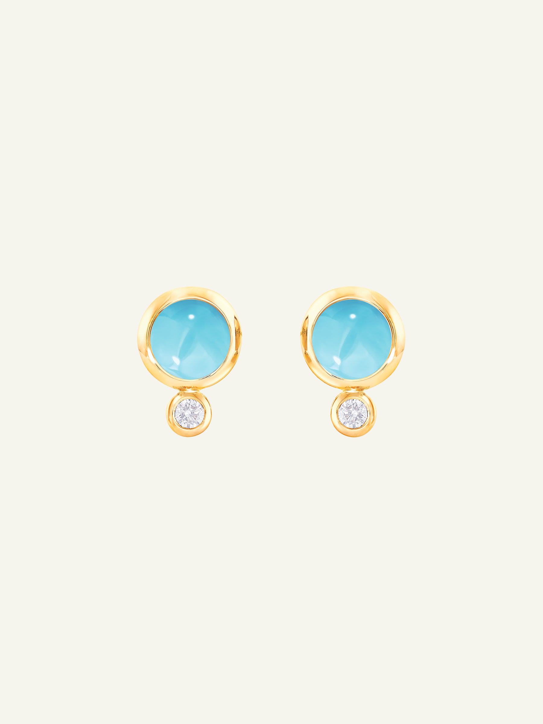 BOUTON Earrings with Turquoise and White Diamonds