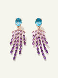 GLAMOUR Waterfall Earrings with Aquamarines and Amethysts