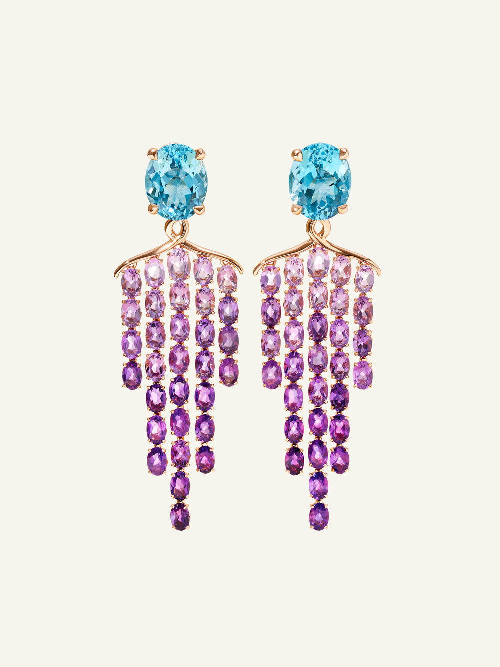 GLAMOUR Waterfall Ohrringe mit Aquamarin und Amethyst