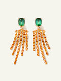 GLAMOUR Waterfall Earrings with Green Tourmalines and Mandarin Garnets
