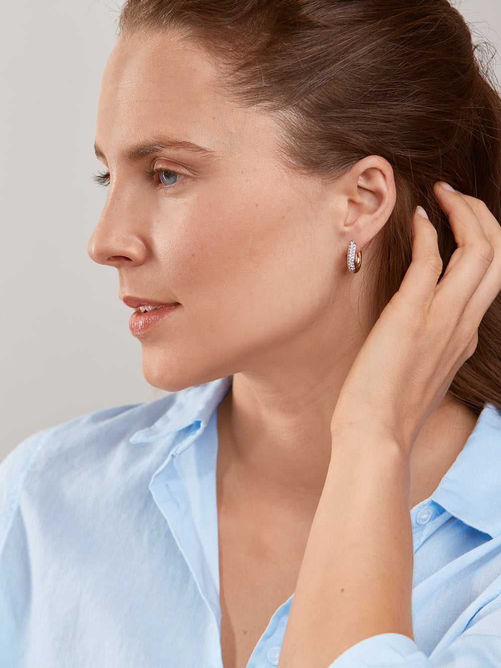 SIGNATURE Earrings Hoop medium Diamond Pavé 18K Roségold