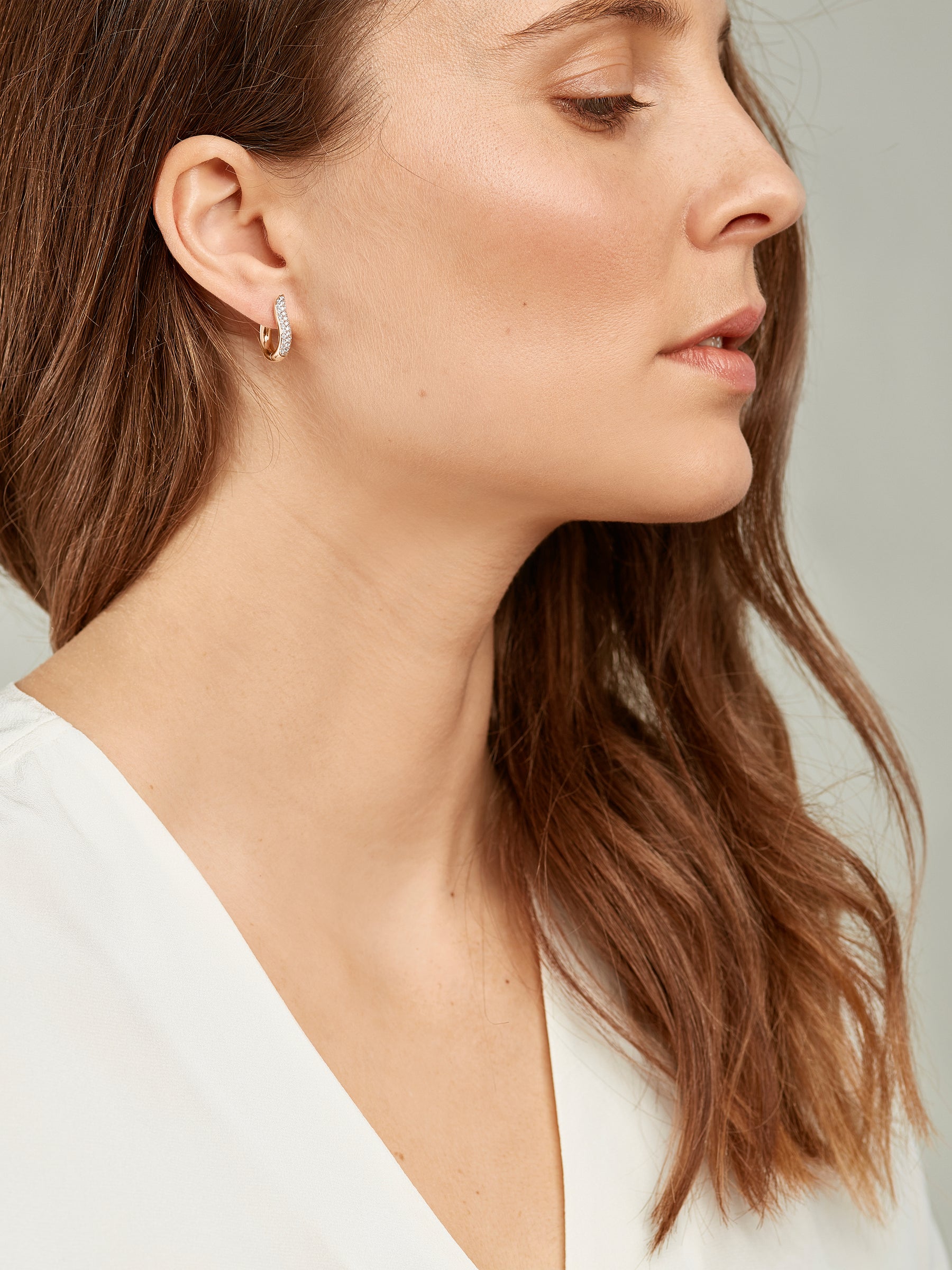 SIGNATURE Earrings Hoop small Diamond Pavé 18K rose gold