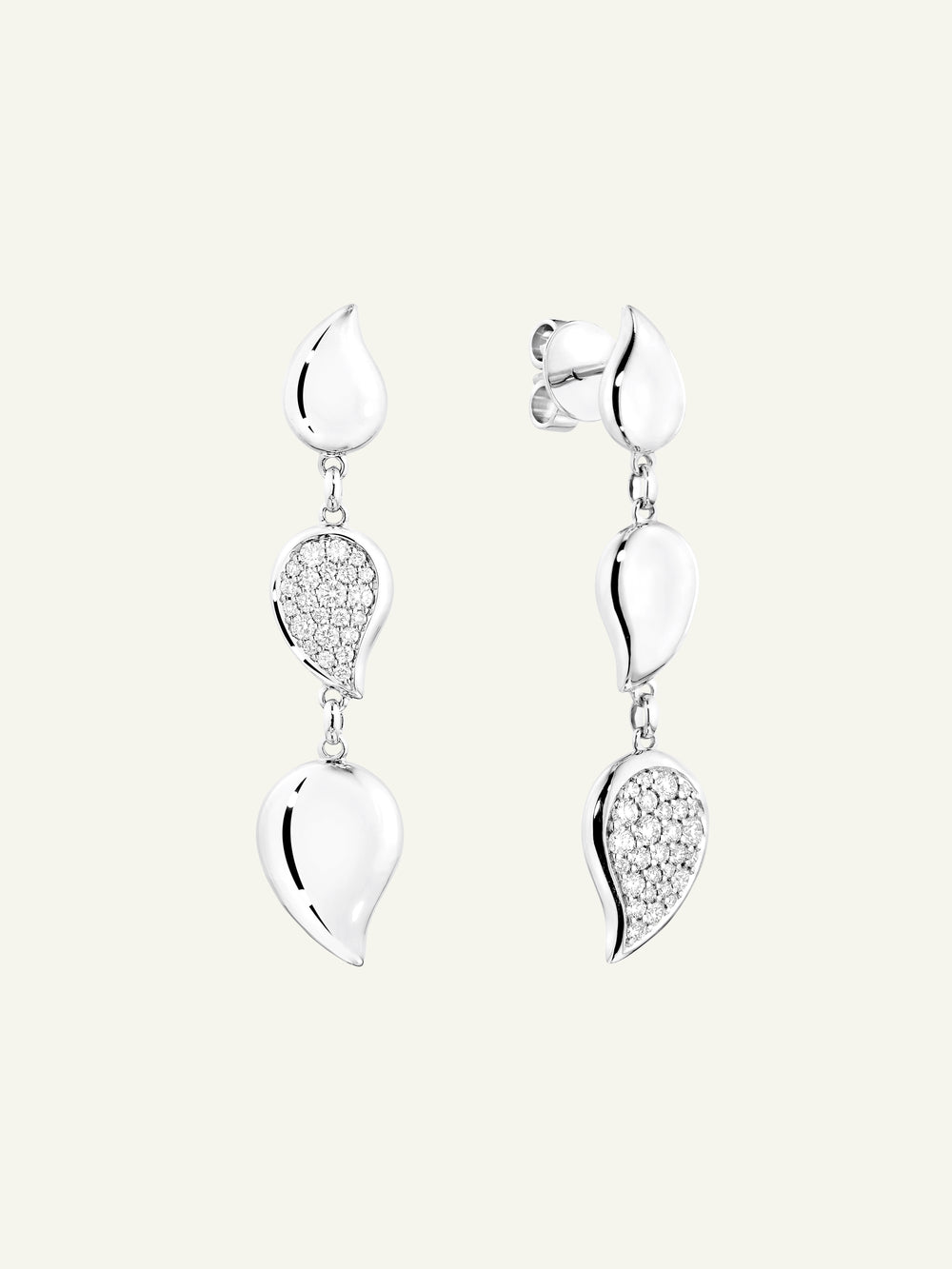 Earrings SIGNATURE Wave - 3 drop elements - Diamond Pavé mit Diamant Pavé