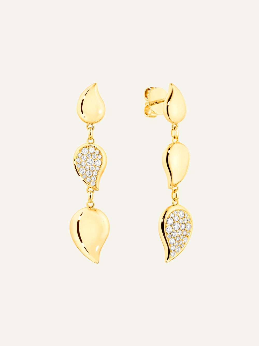 Earrings SIGNATURE Wave - 3 drop elements - Diamond Pavé mit Diamant Pavé