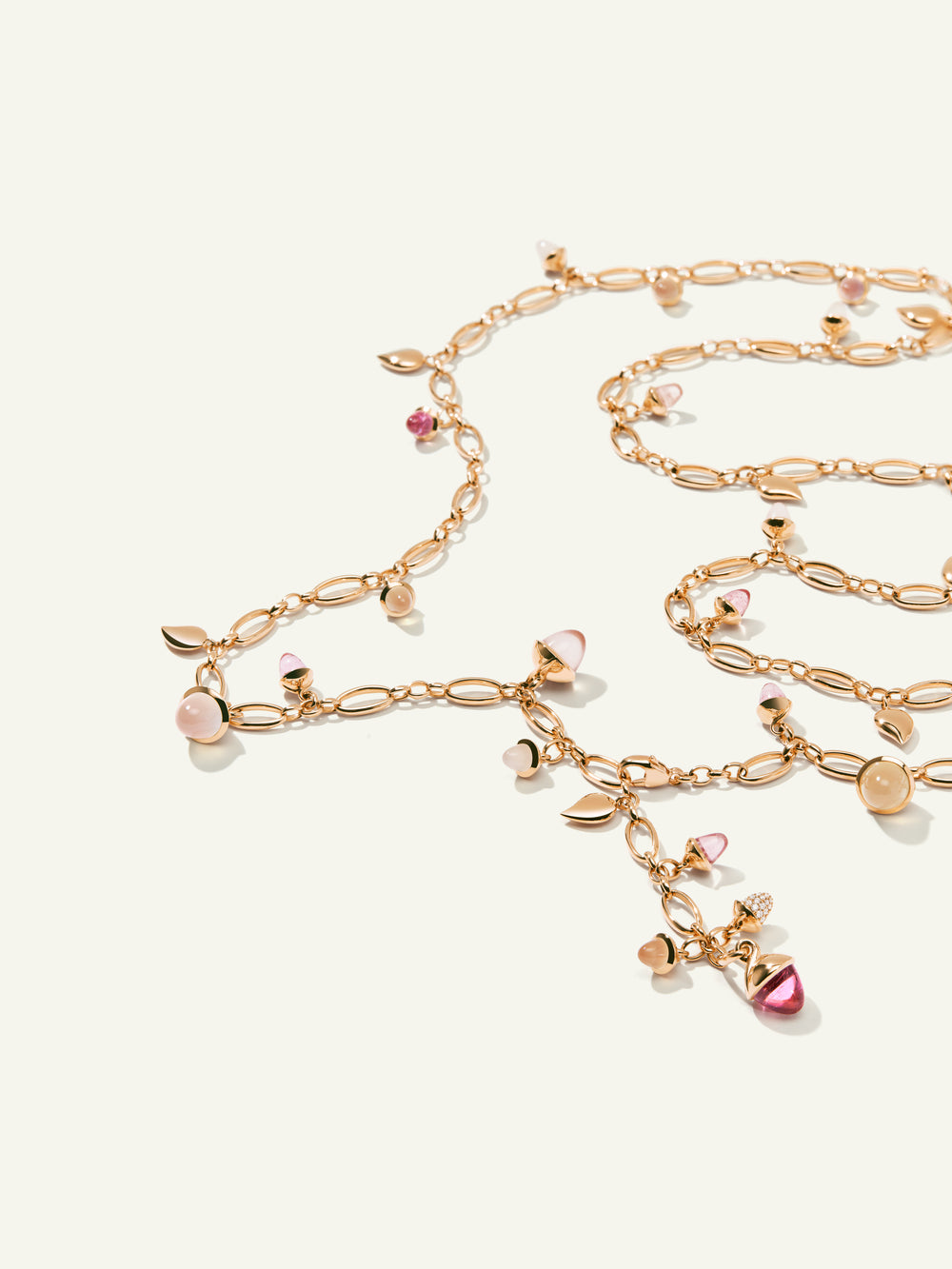 Necklace MIKADO 'Blush' with Diamond Pavé - 100 cm Blush with Diamond Pavé