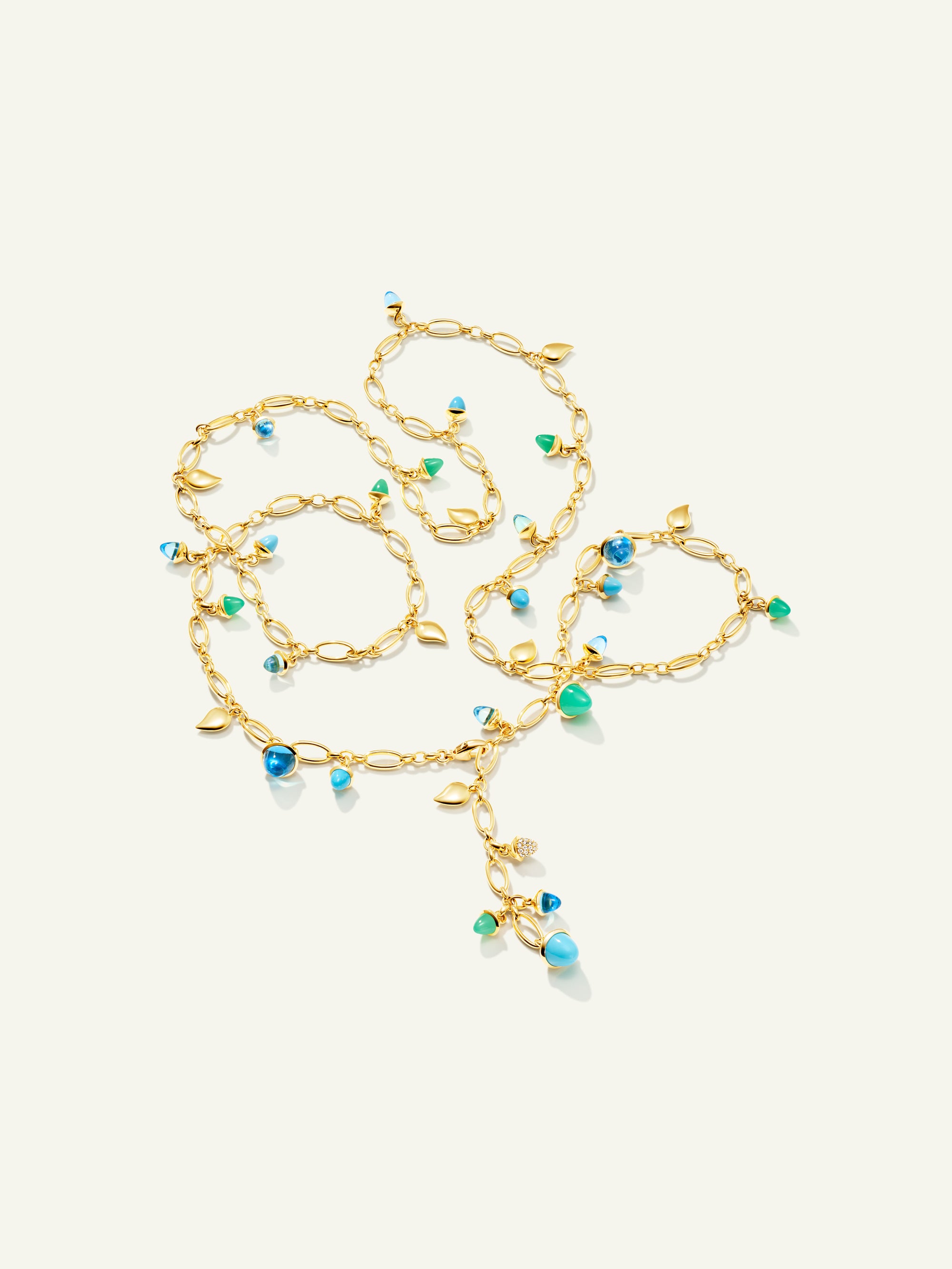 MIKADO Halskette, 100 cm in 'Lagoon' mit Diamant Pavé