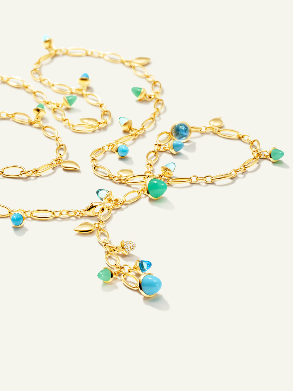 Necklace MIKADO 'Lagoon' with Diamond Pavé - 100 cm 'Lagoon' mit Diamant Pavé - 100 cm