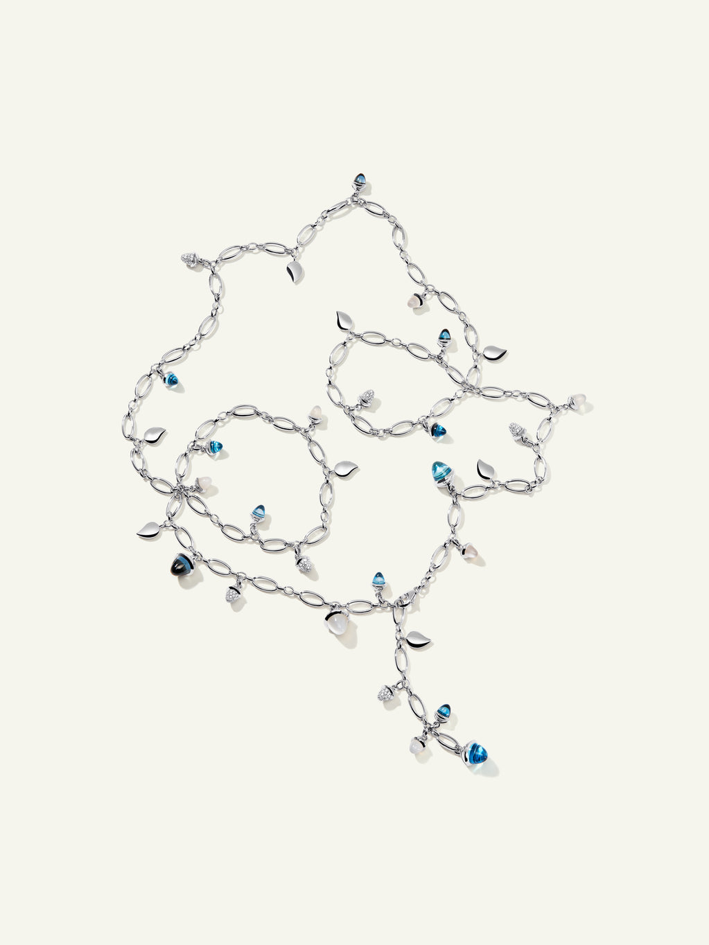 MIKADO Necklace, 100 cm in 'Ocean' with Diamond Pavé