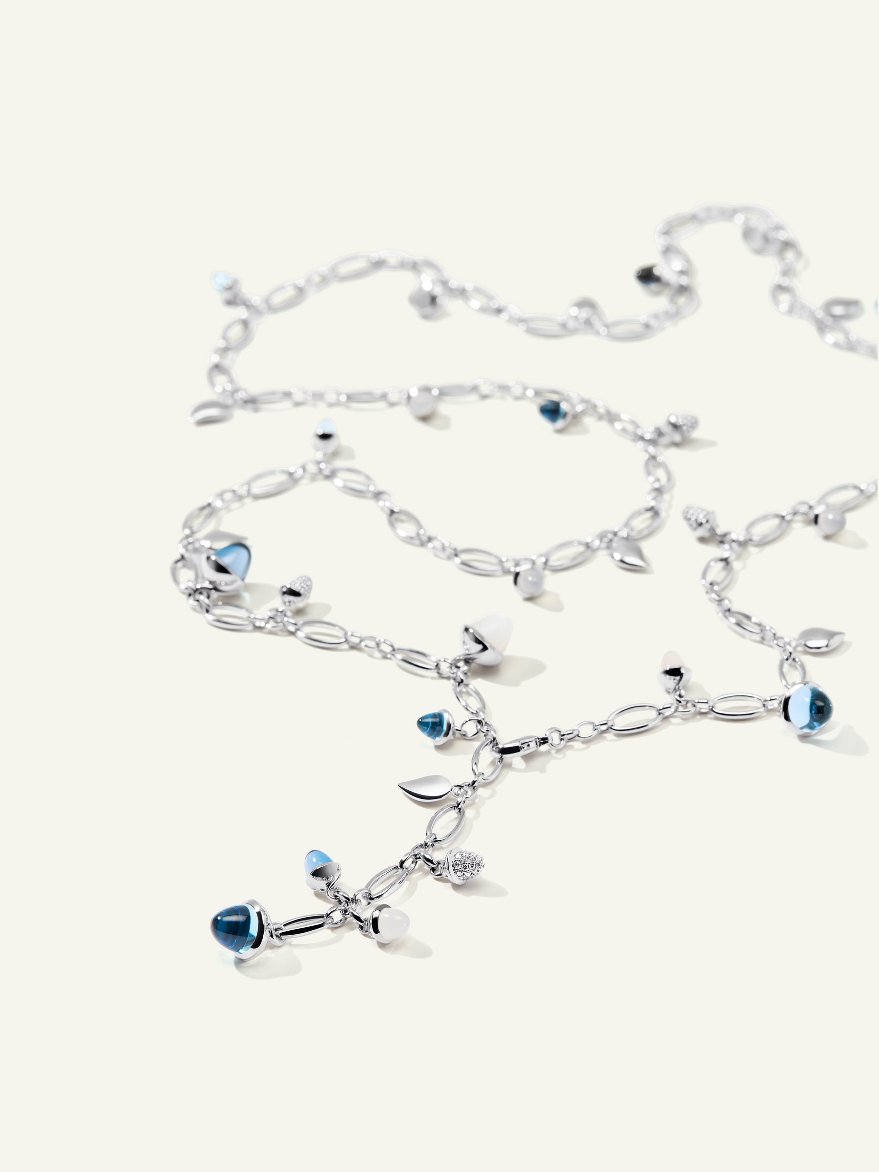 MIKADO Necklace, 100 cm in 'Ocean' with Diamond Pavé