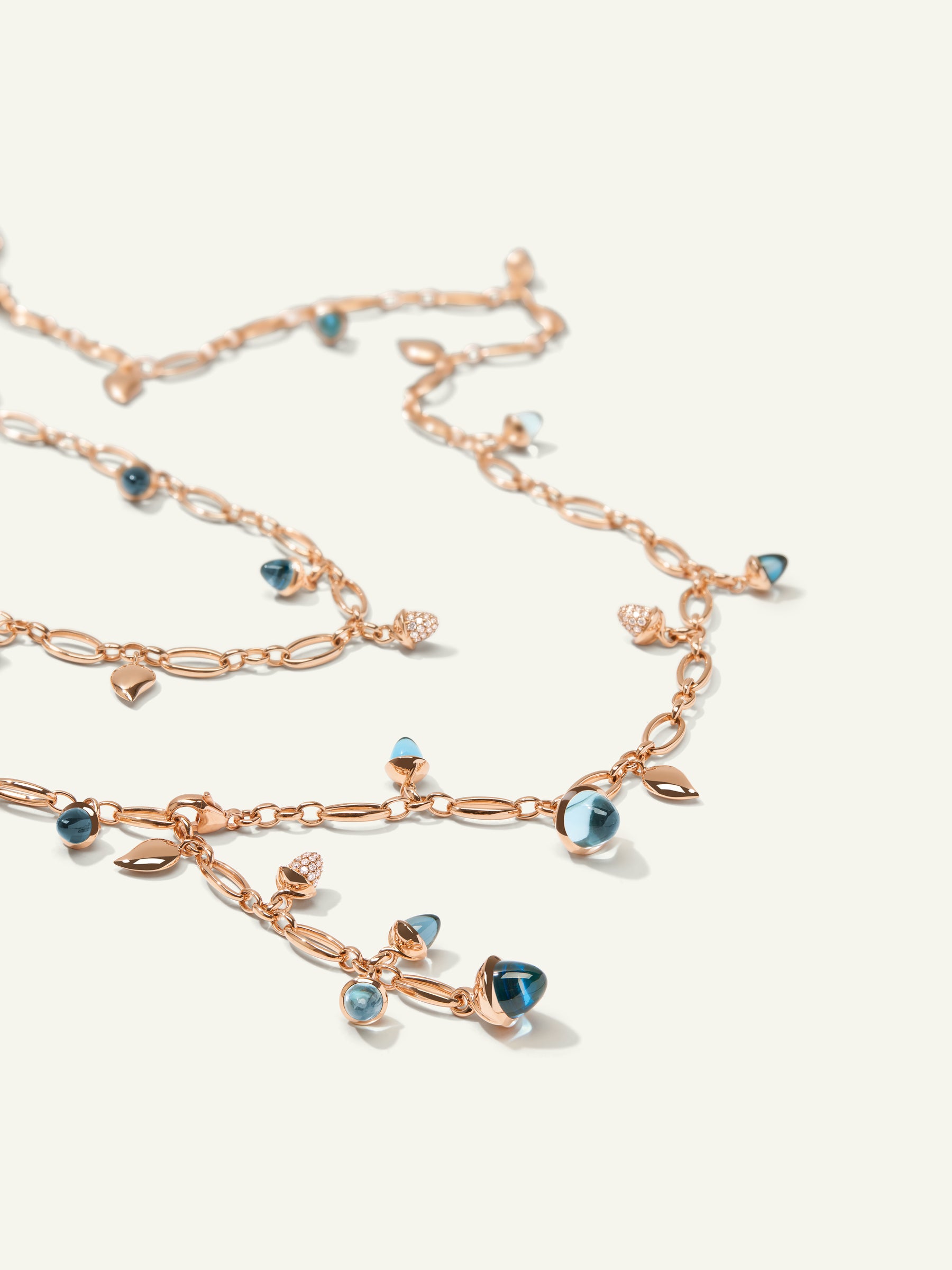 MIKADO Halskette, 100 cm in 'Sky' mit Diamond Pavé