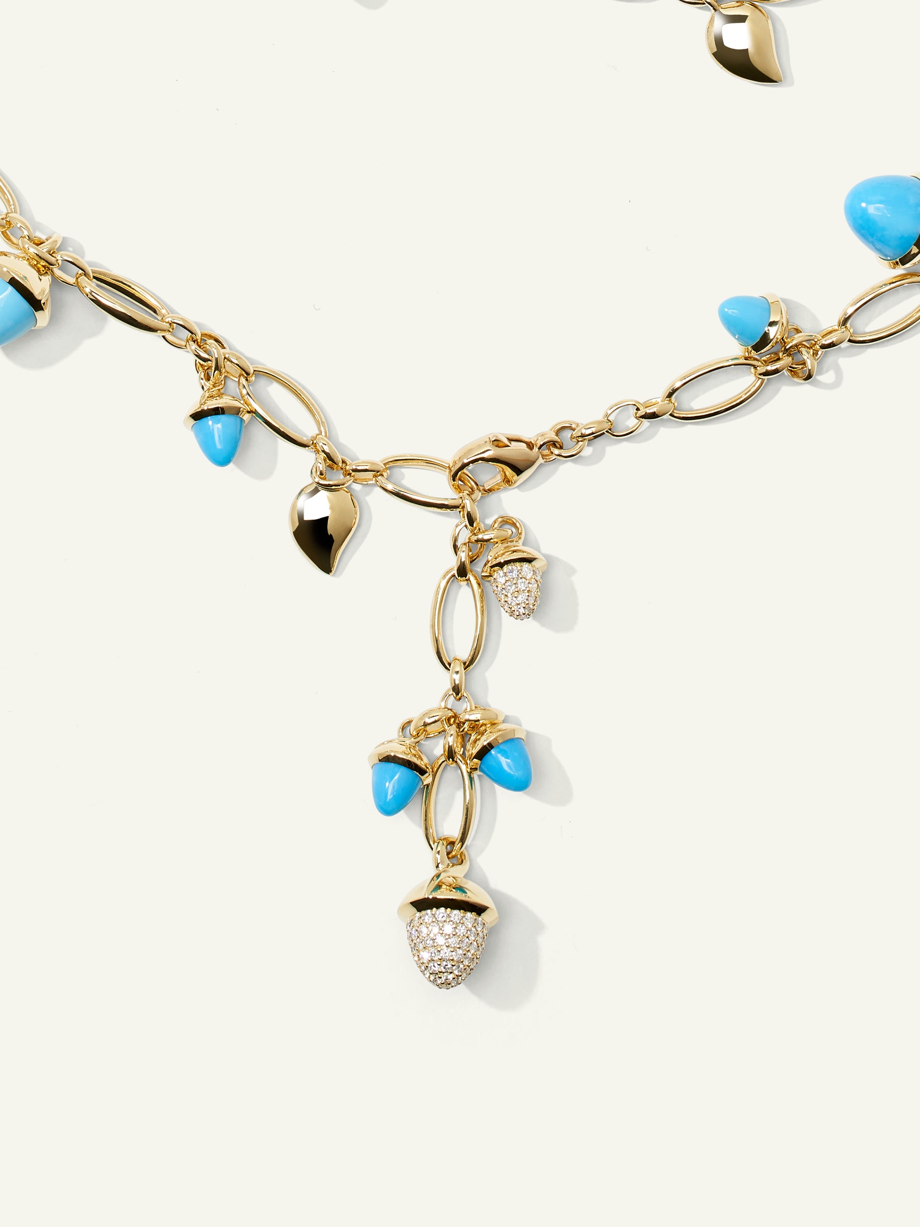 MIKADO Halskette, 100 cm in 'Turquoise' mit Diamond Pavé
