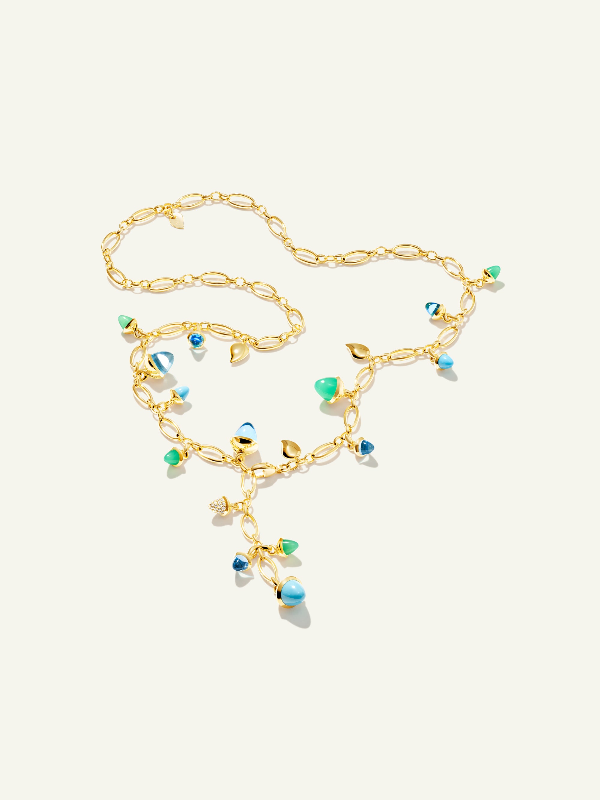 Necklace MIKADO 'Lagoon' with Diamond Pavé - 56cm