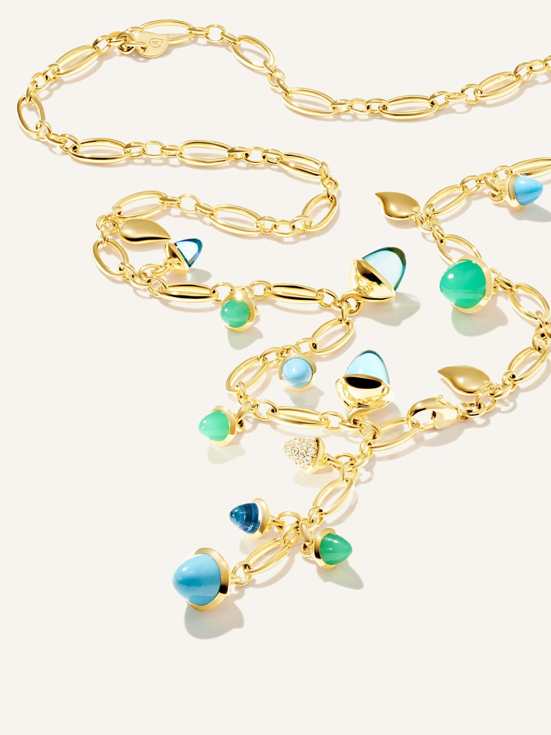 Necklace MIKADO 'Lagoon' with Diamond Pavé - 56cm