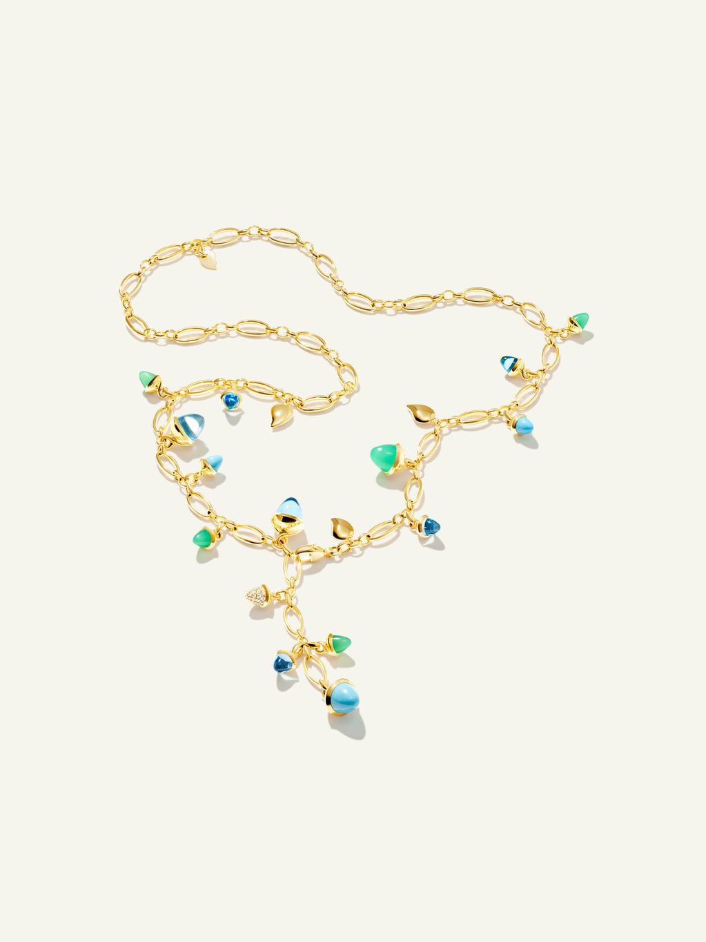 MIKADO Necklace, 56 cm in 'Lagoon' with Diamond Pavé