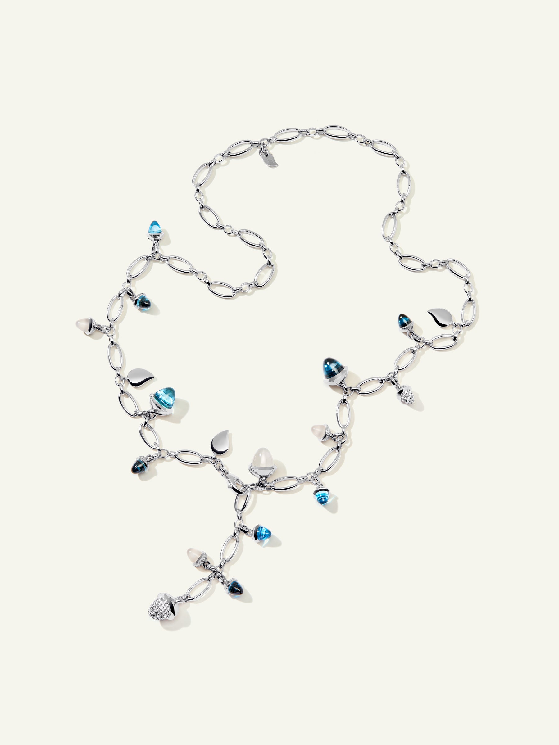 MIKADO Necklace, 56 cm in 'Ocean' with Diamond Pavé