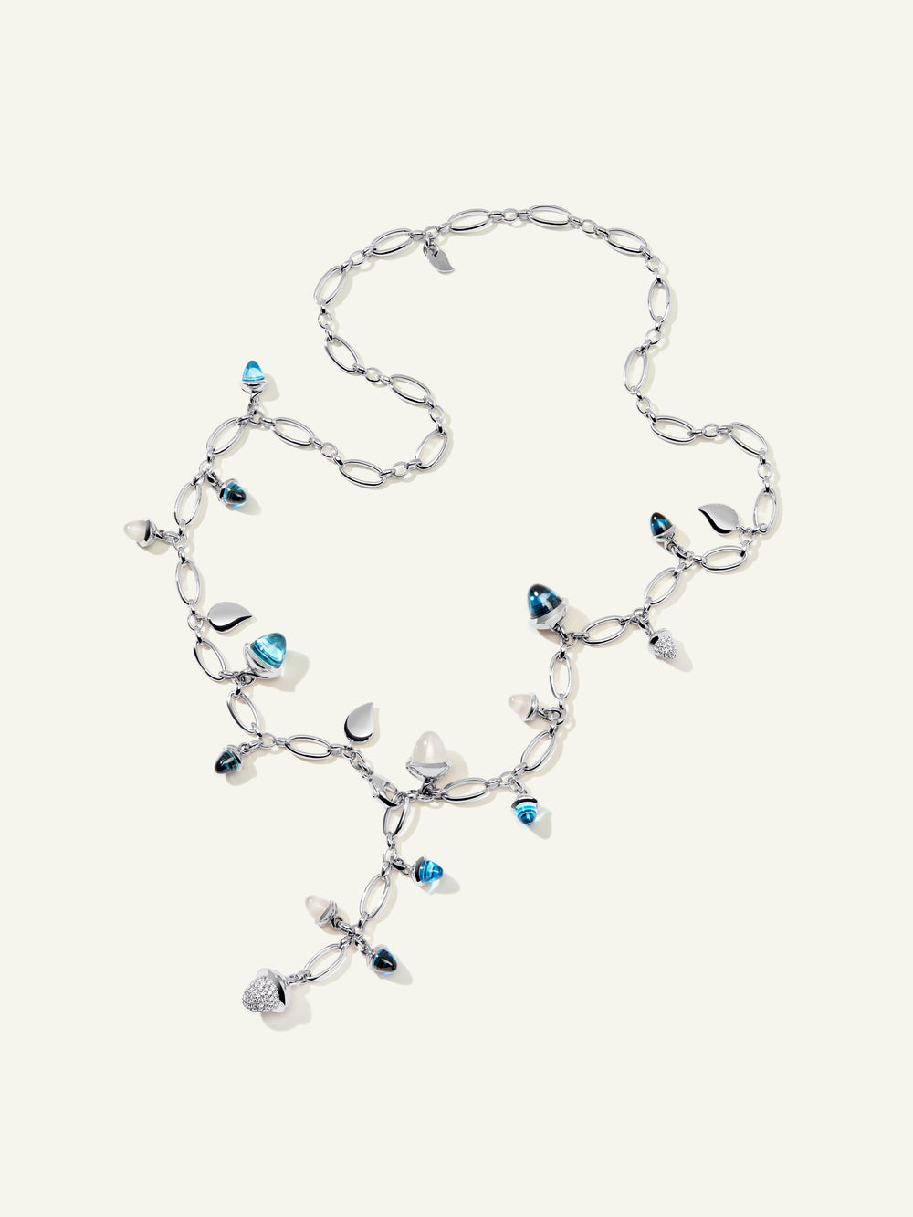 Necklace MIKADO 'Ocean' with Diamond Pavé - 56 cm Ocean