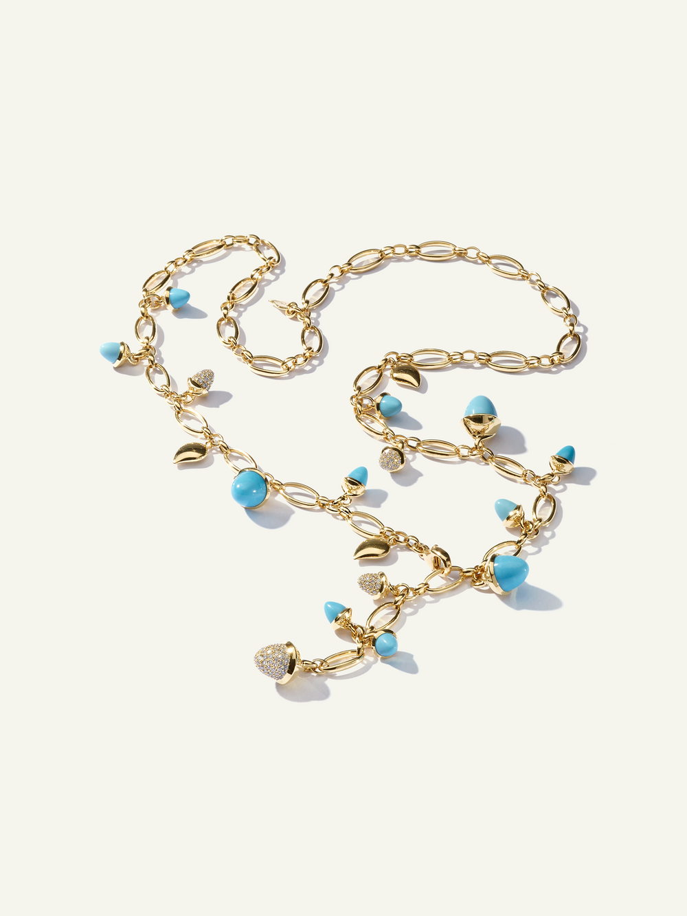 Necklace MIKADO 'Turquoise' with Diamond Pavé - 56 cm Turquoise