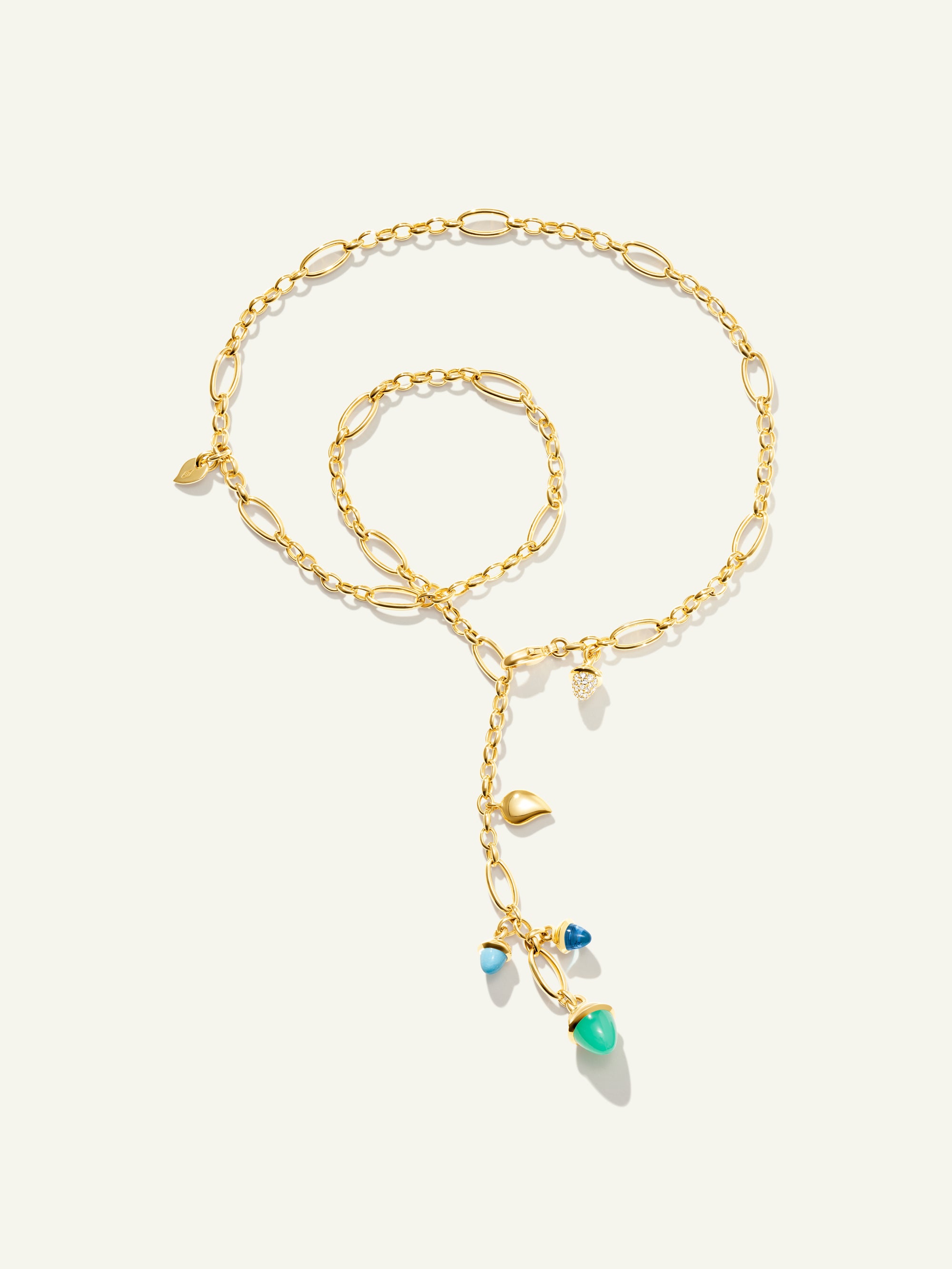 MIKADO Delicate Necklace, 51 cm in 'Lagoon' with Diamond Pavé