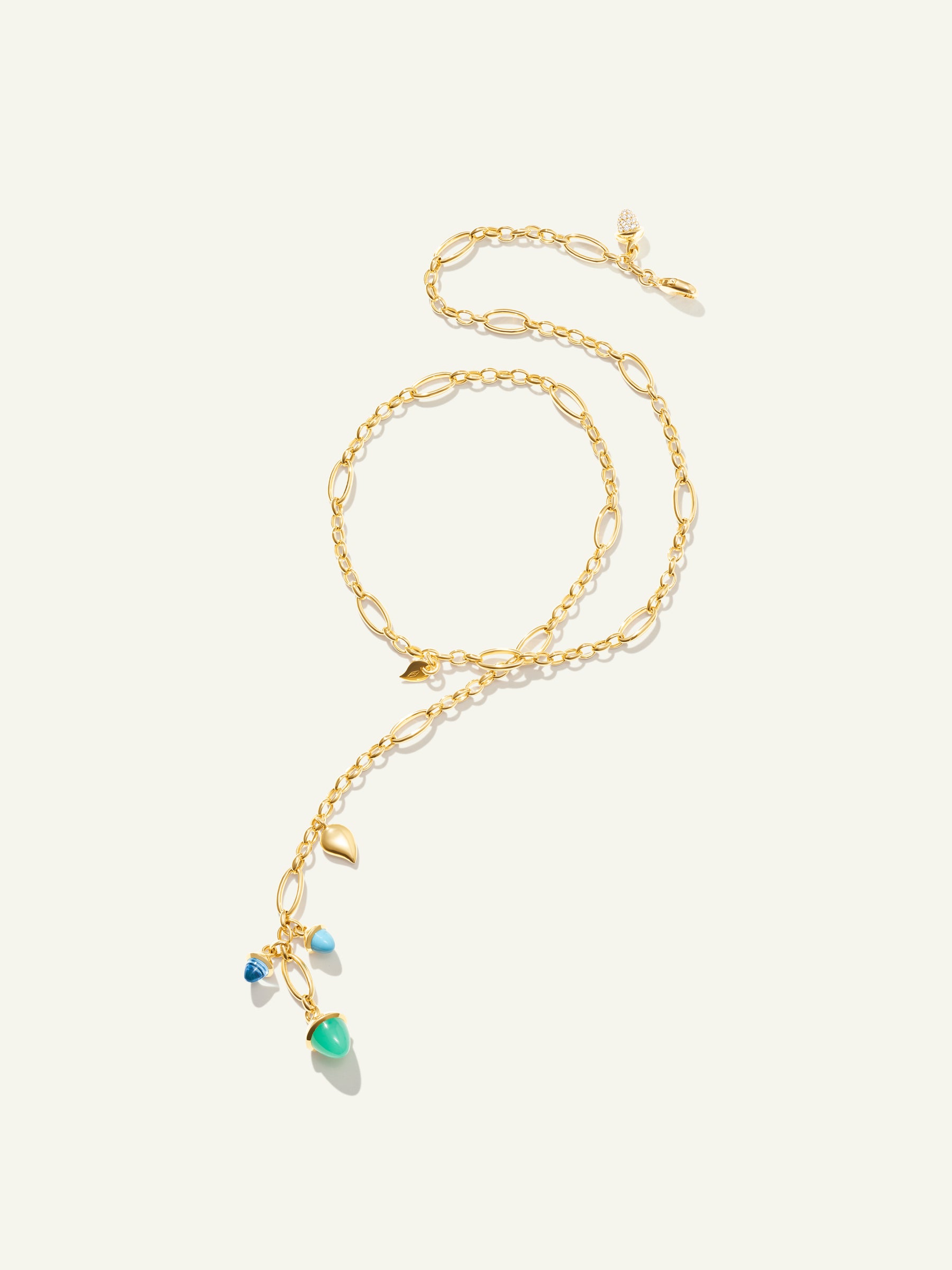 MIKADO Delicate Necklace, 51 cm in 'Lagoon' with Diamond Pavé