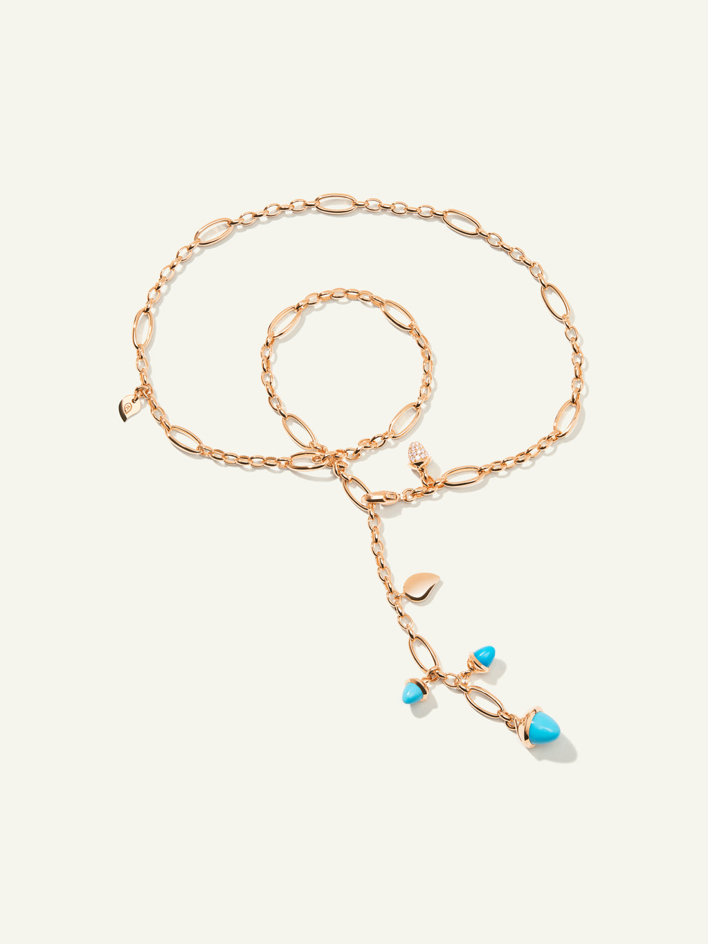 MIKADO Delicate Necklace, 51 cm in 'Turquoise' with Diamond Pavé