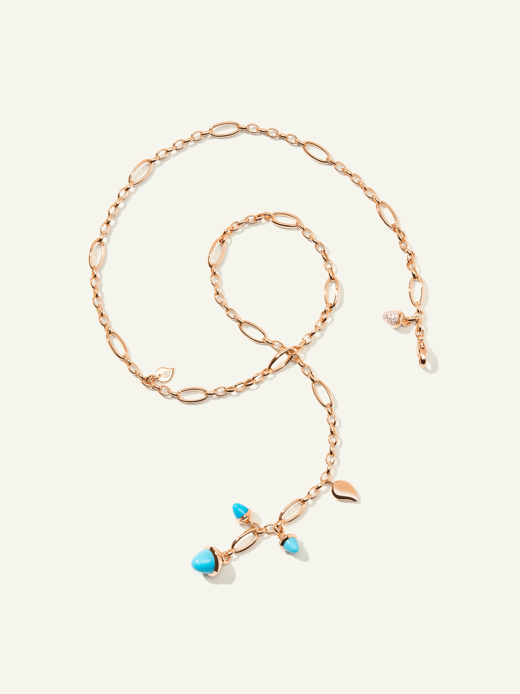 MIKADO Delicate Necklace, 51 cm in 'Turquoise' with Diamond Pavé