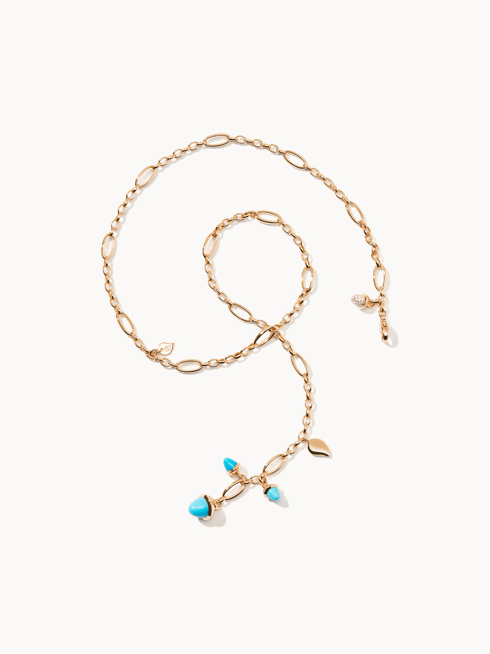 MIKADO Delicate Necklace, 51 cm in 'Turquoise' with Diamond Pavé