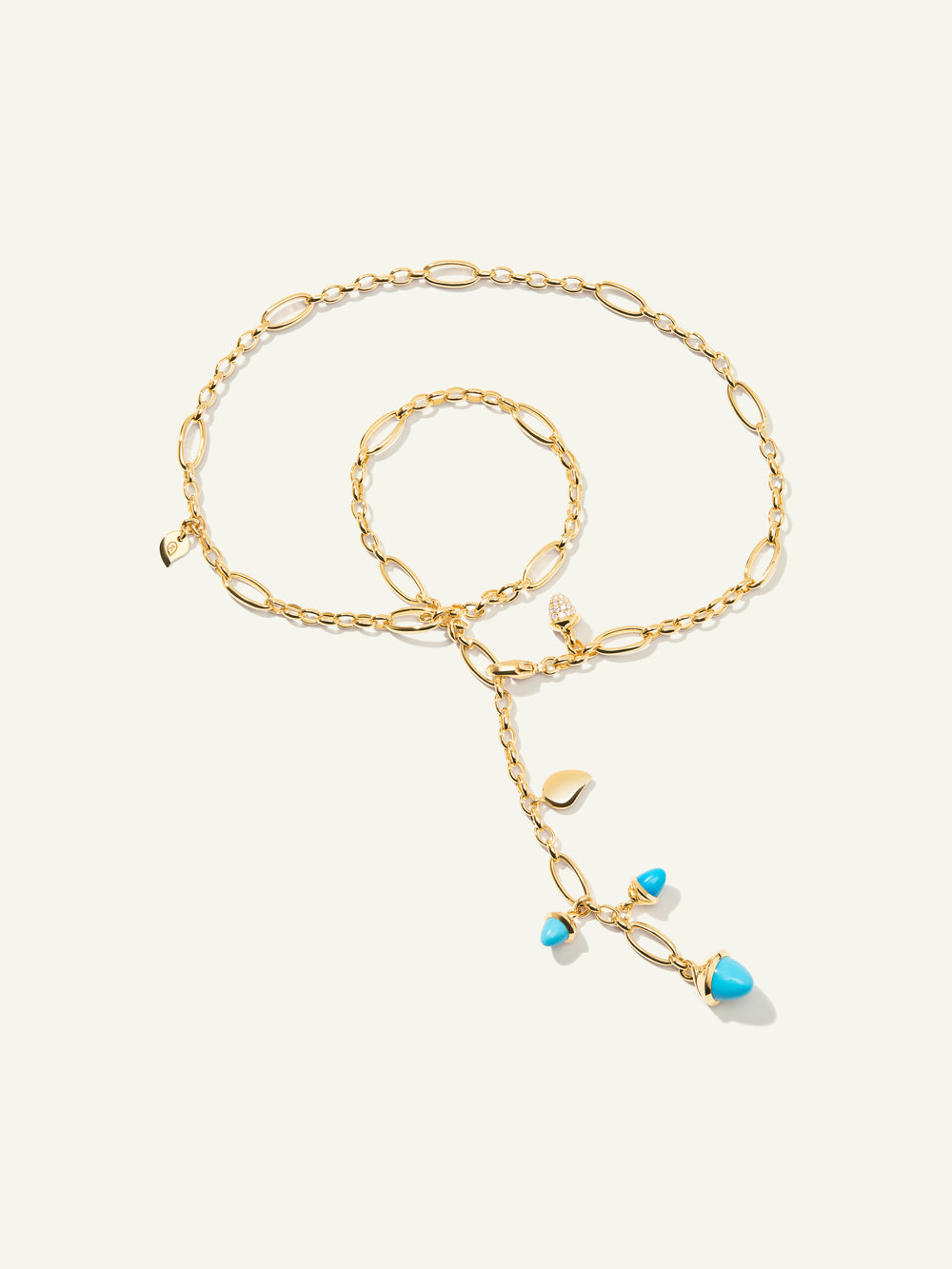 Necklace MIKADO Delicate 51 cm 'Turquoise' with Diamond Pavé Türkis mit Diamant Pavé