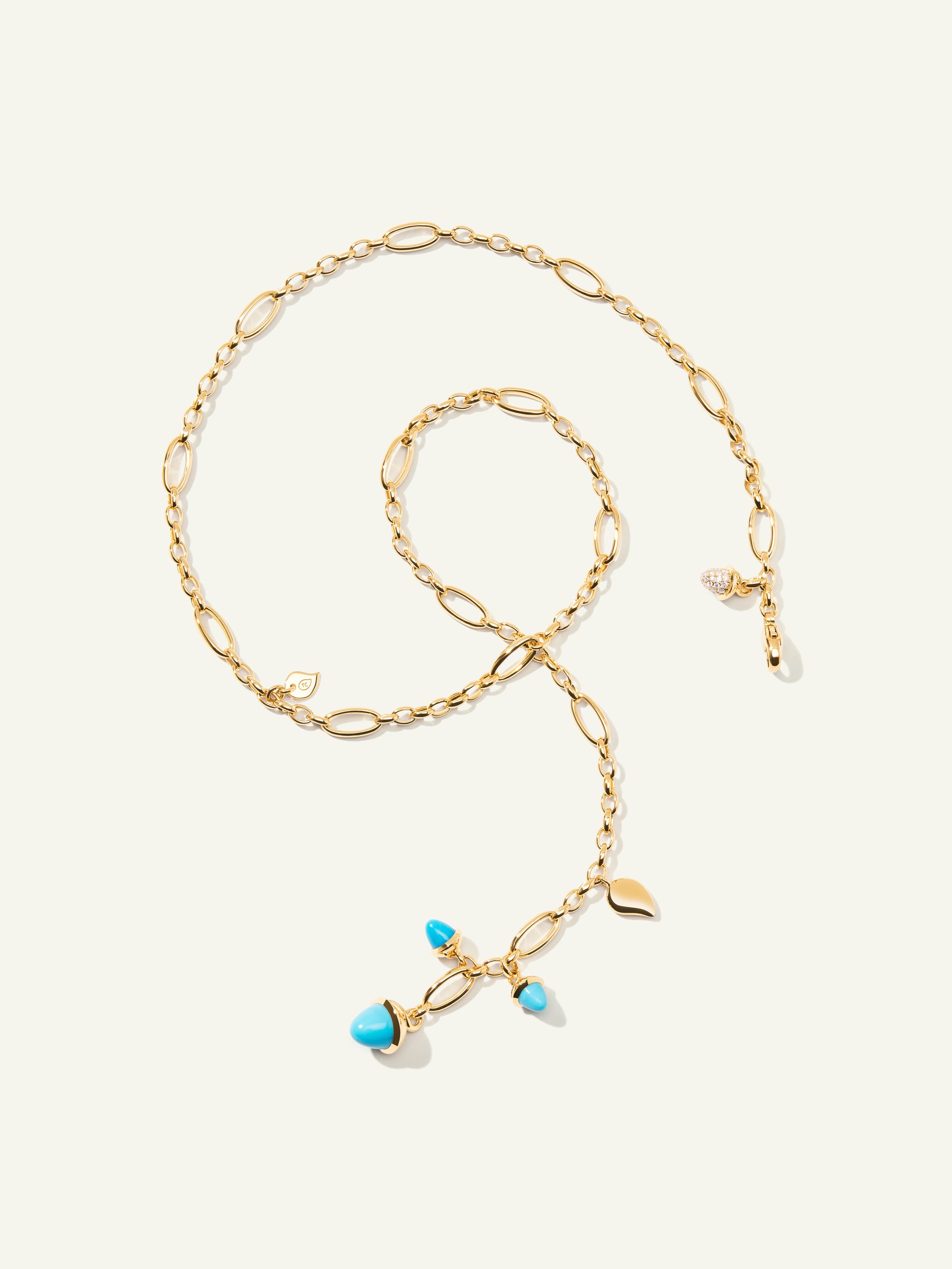 Necklace MIKADO Delicate 51 cm 'Turquoise' with Diamond Pavé Turquoise with Diamond Pavé